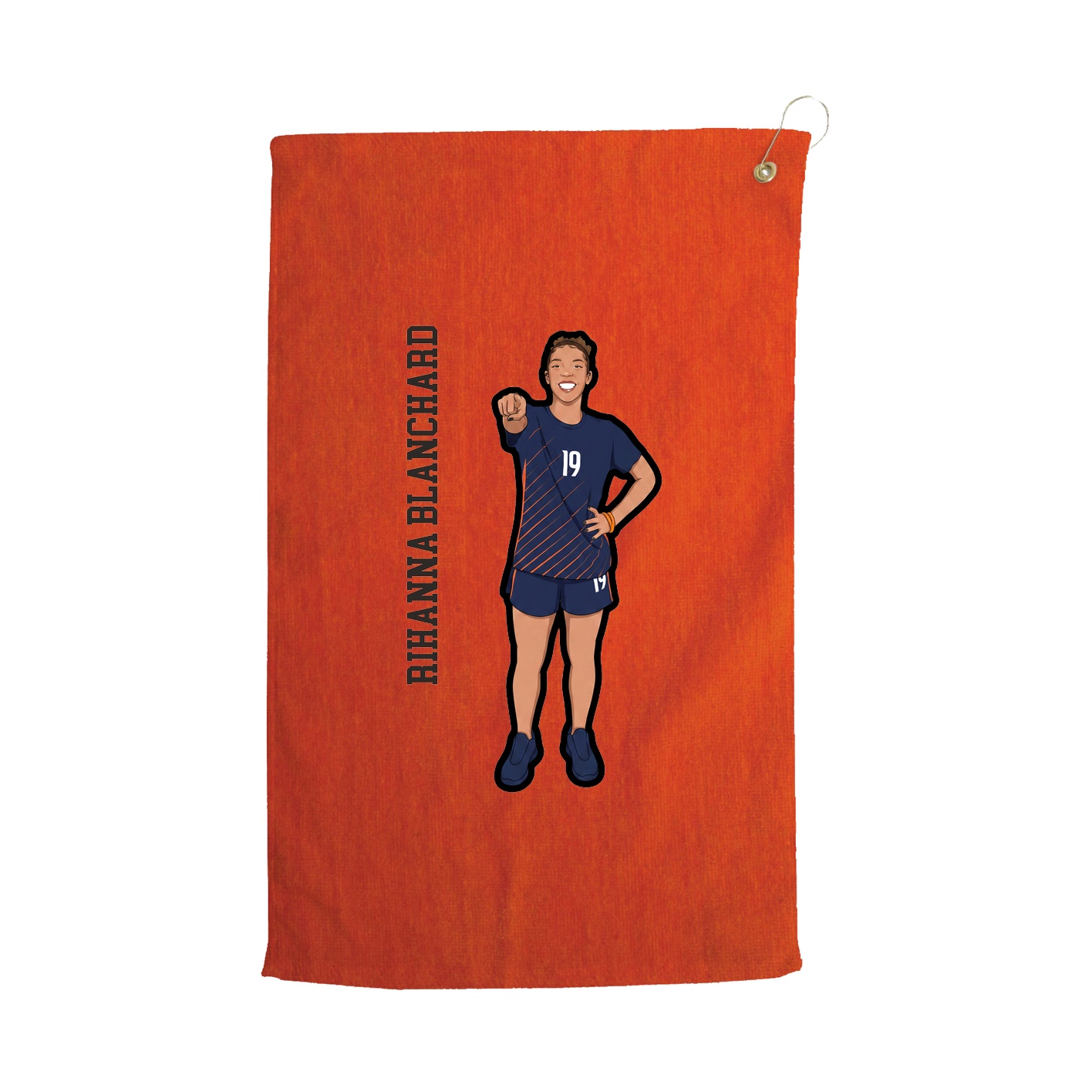 Golf Towel — Name Vertical in Orange
