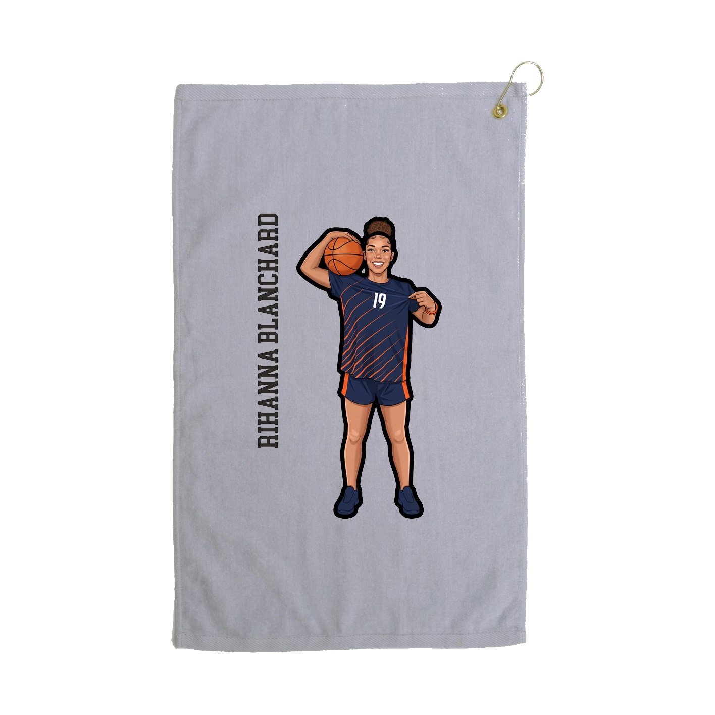 Golf Towel — Name Vertical in Grey
