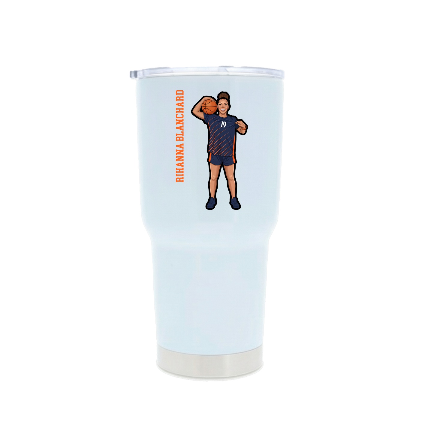 30oz Stainless Steel Tumbler — Name Vertical in White
