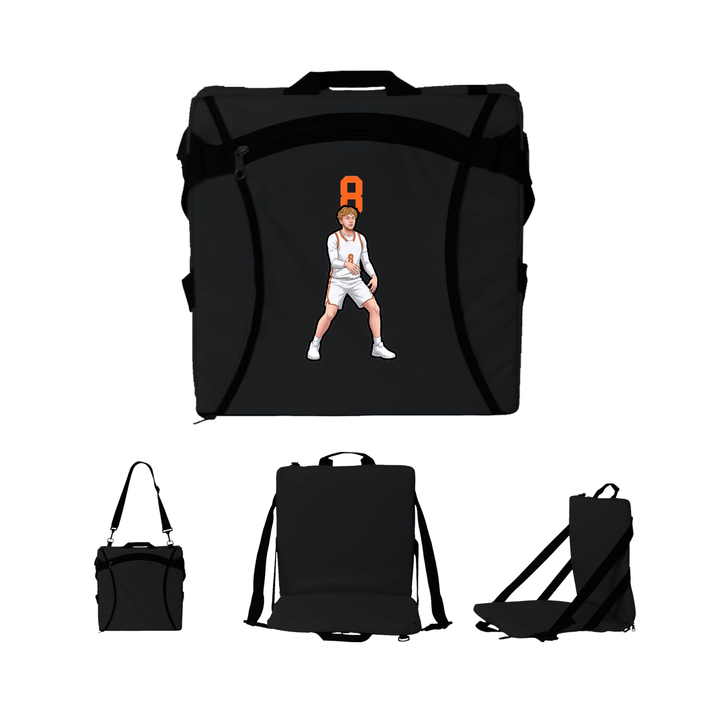Folding Stadium Seat — Number Top in Black