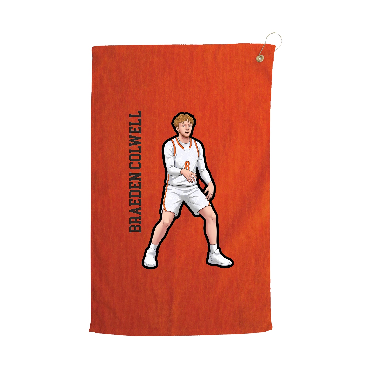 Golf Towel — Name Vertical in Orange