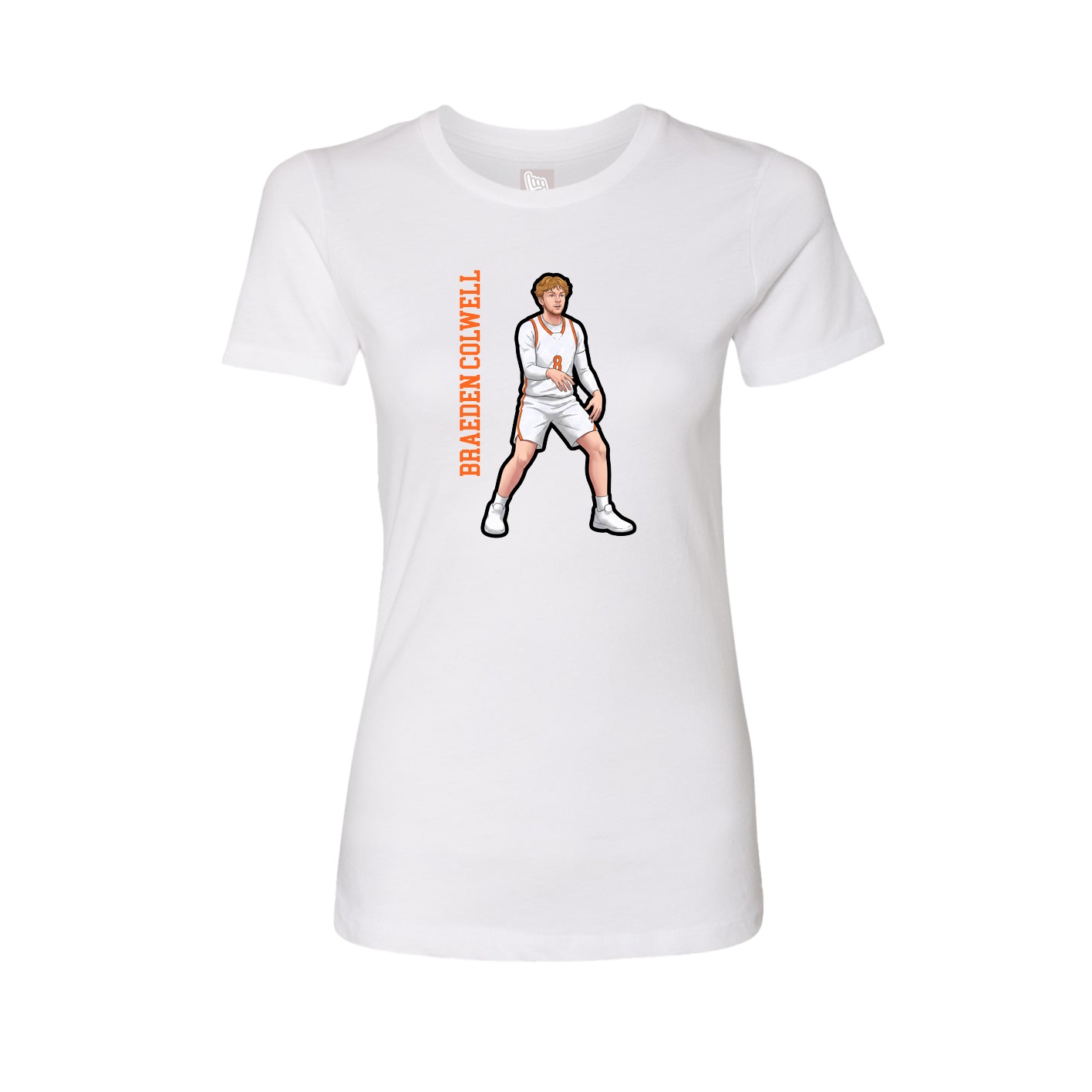 Fitted Women's Tee — Name Vertical in White
