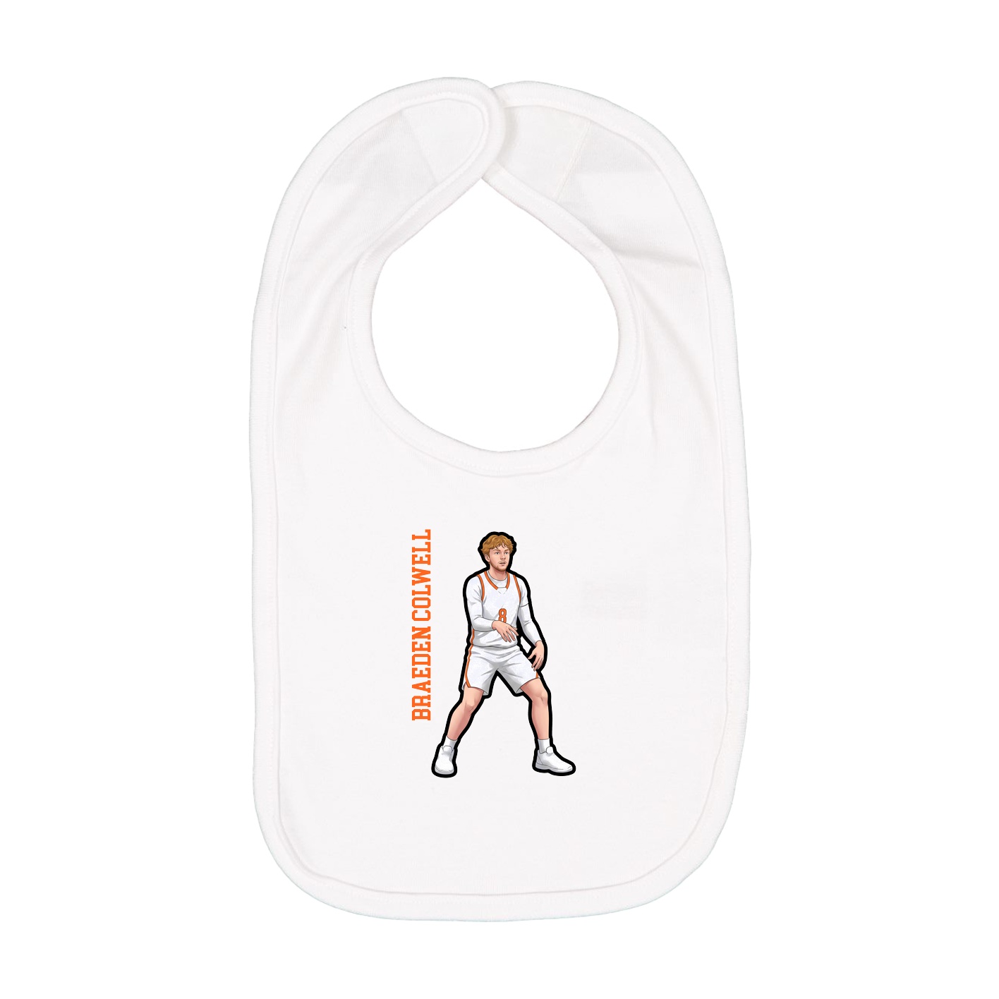 Infant Bib — Name Vertical in White