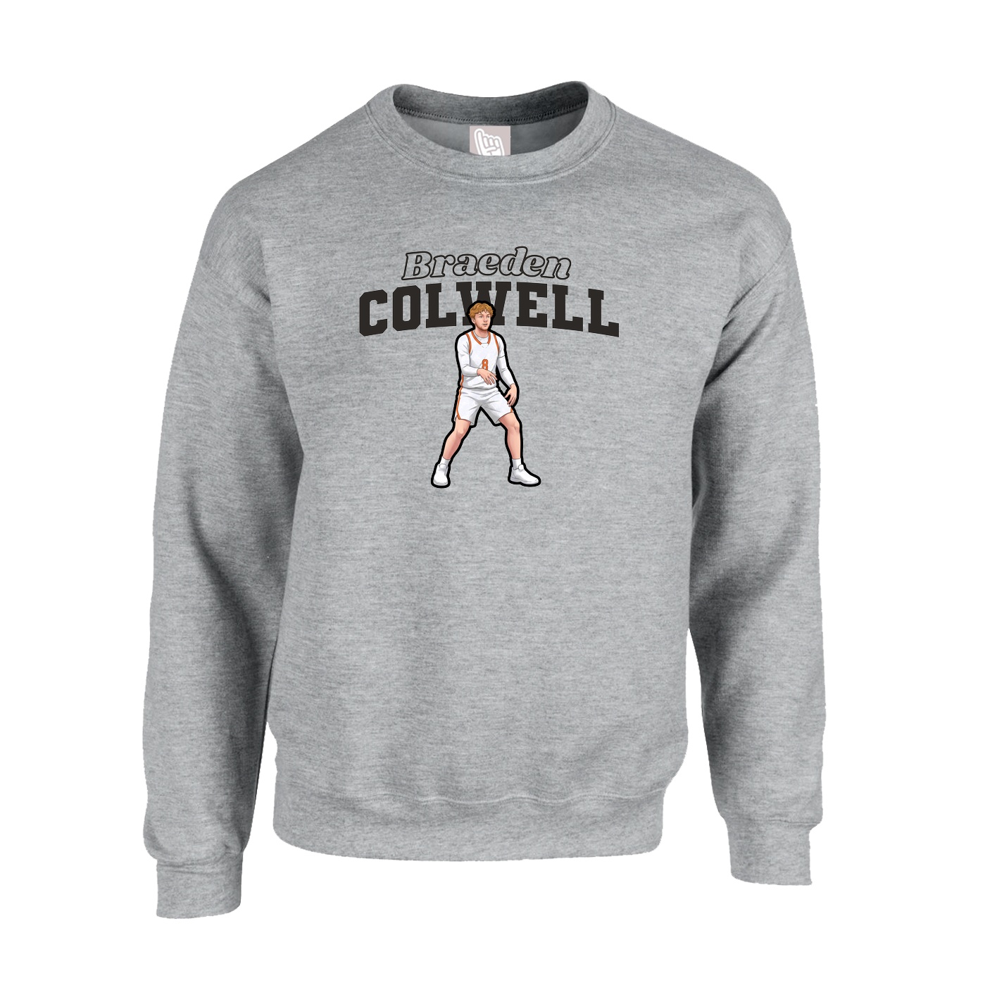 Fleece Crew — Name Arch in Grey
