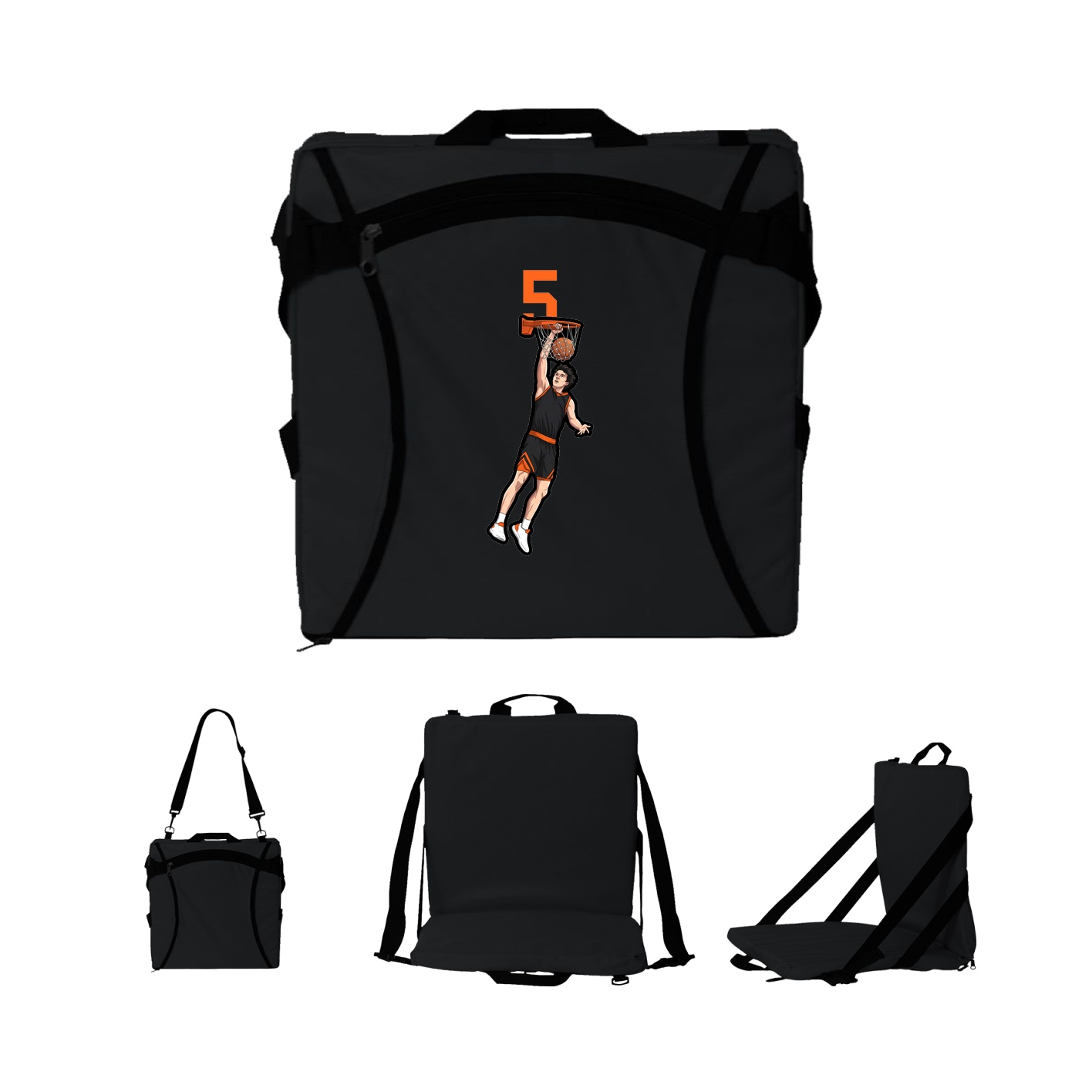 Folding Stadium Seat — Number Top in Black