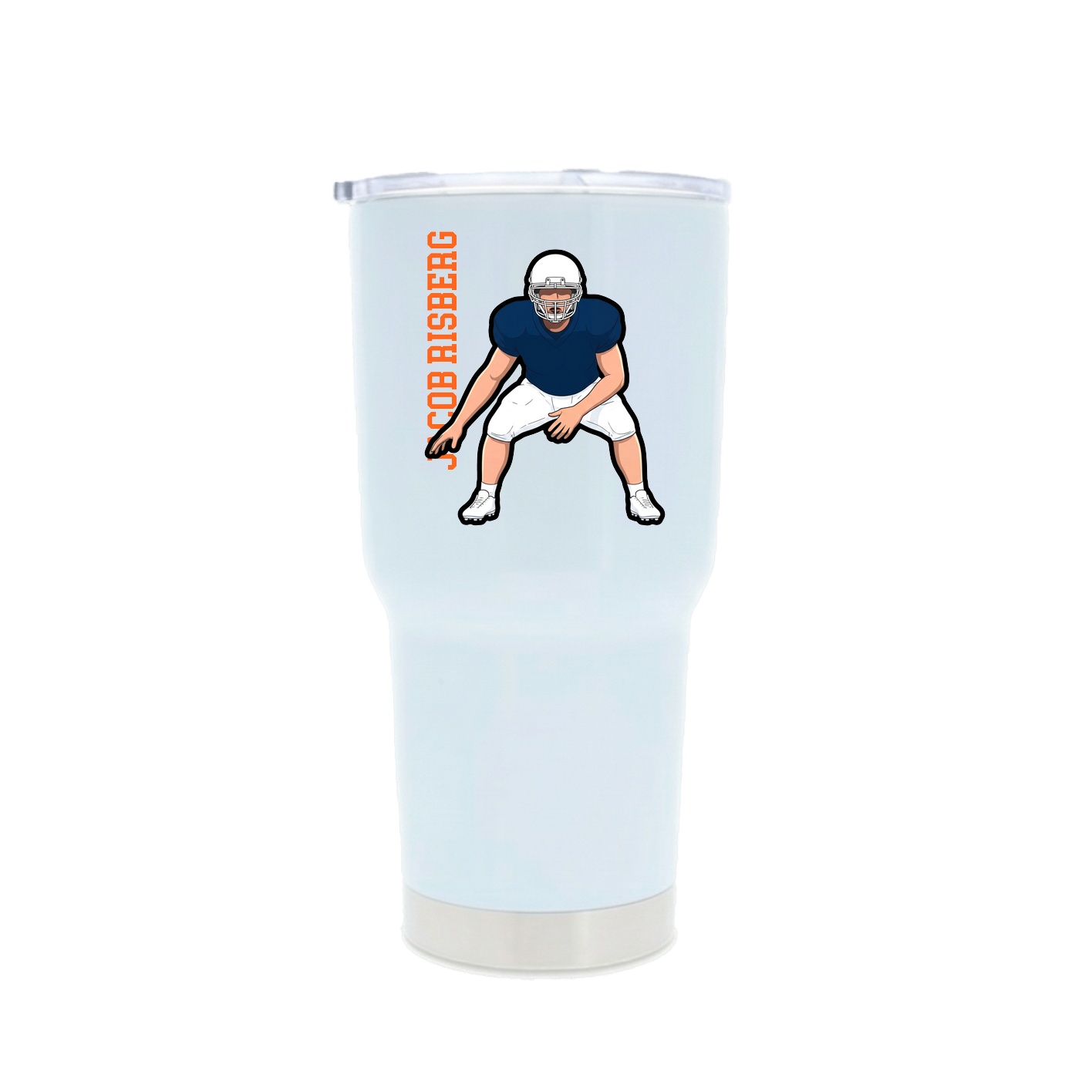 30oz Stainless Steel Tumbler — Name Vertical in White