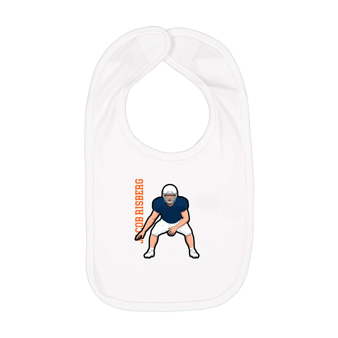 Infant Bib — Name Vertical in White