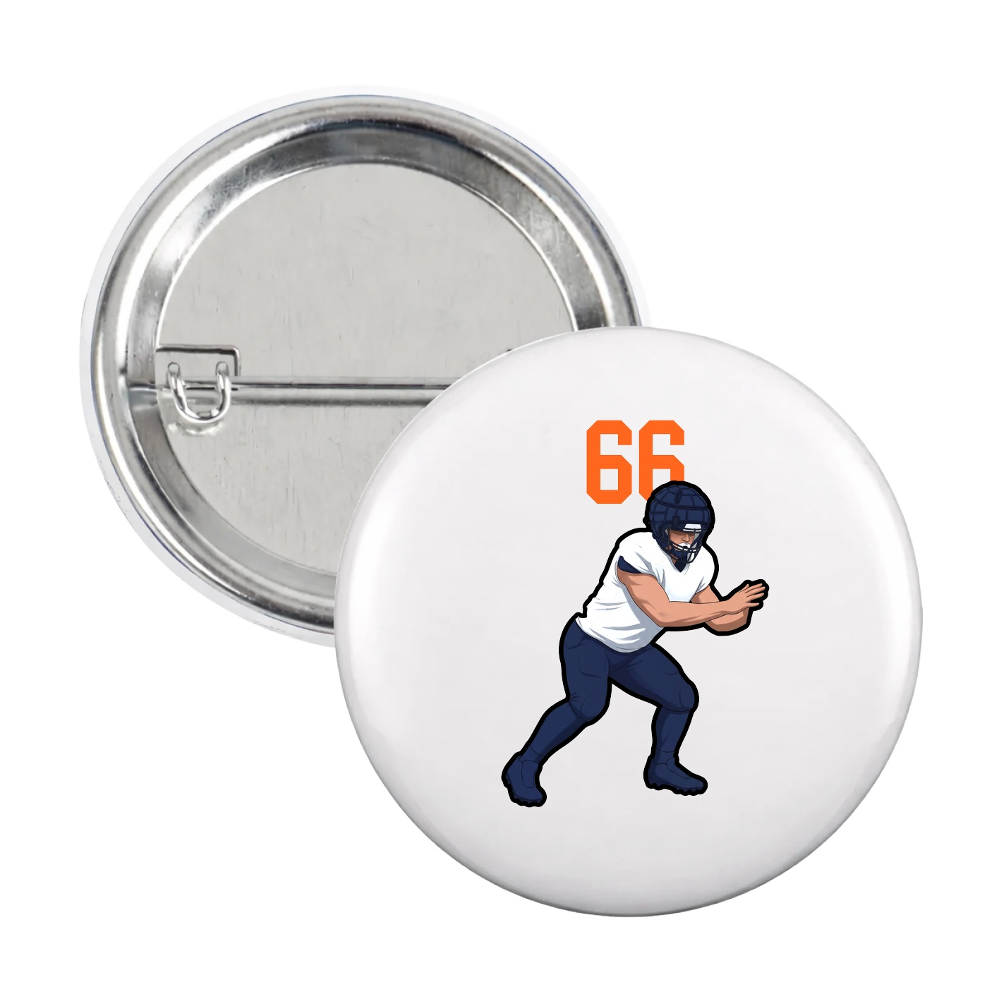 Game Day Button — Number Top in White