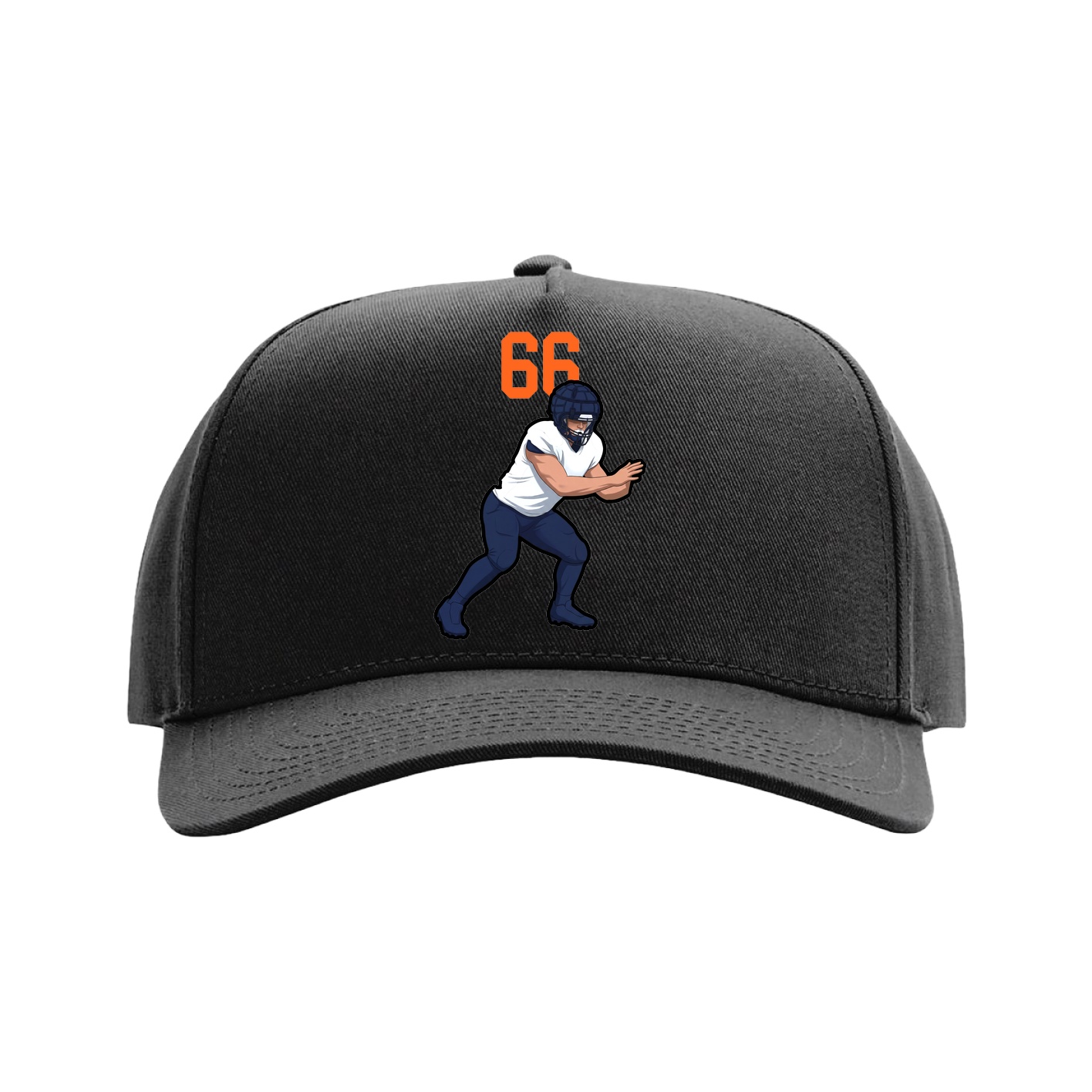 Full Fabric Five-Panel Champ Cap — Number Top in Black
