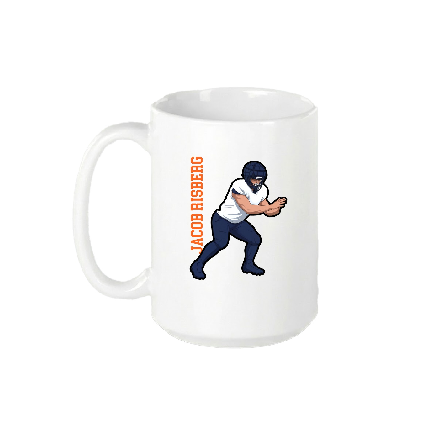 15oz Coffee Mug — Name Vertical in White