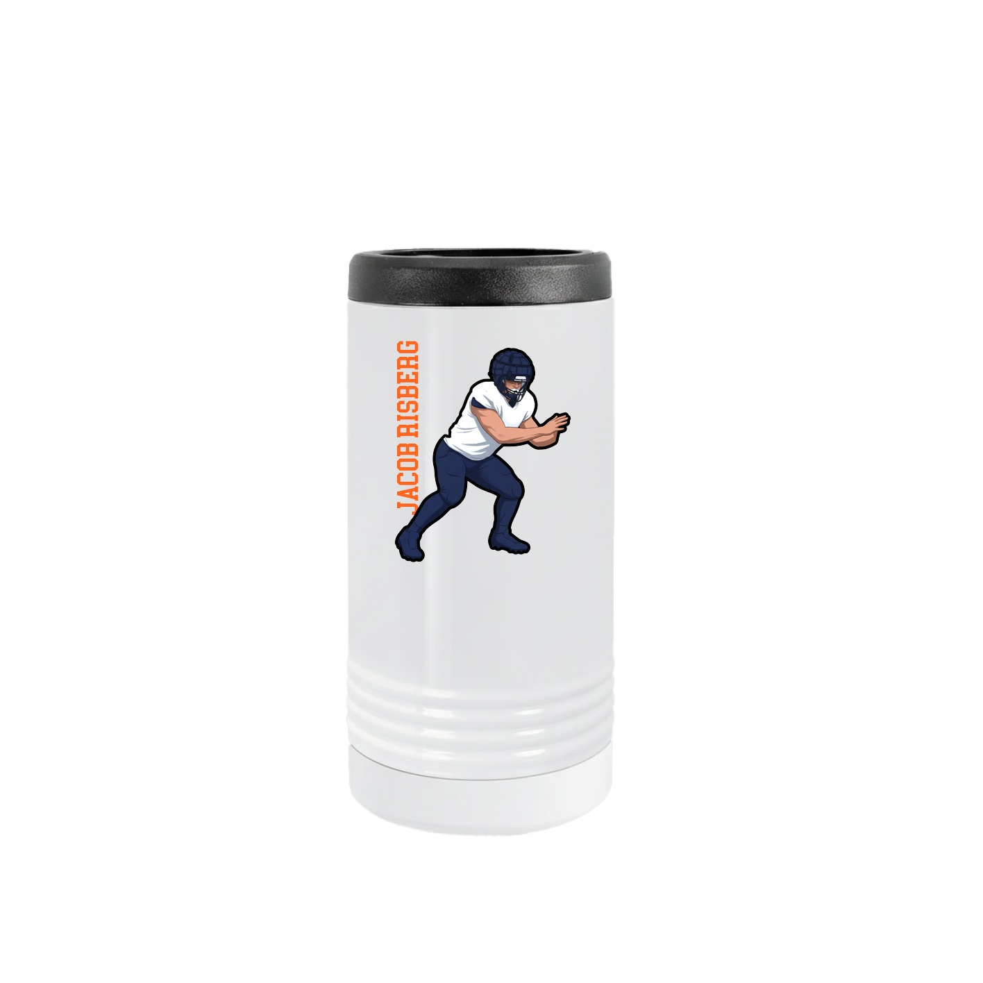 Slim Beverage Holder — Name Vertical in White