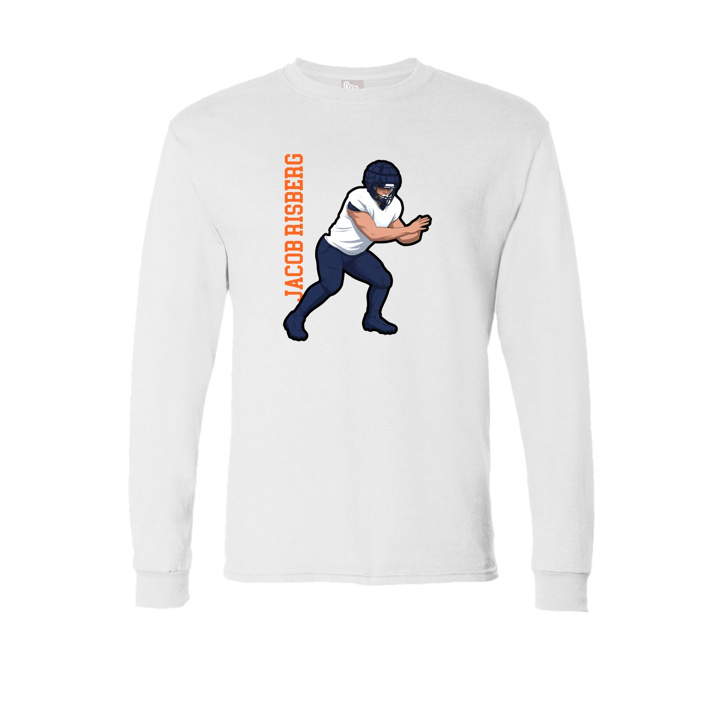 Long Sleeve Tee — Name Vertical in White