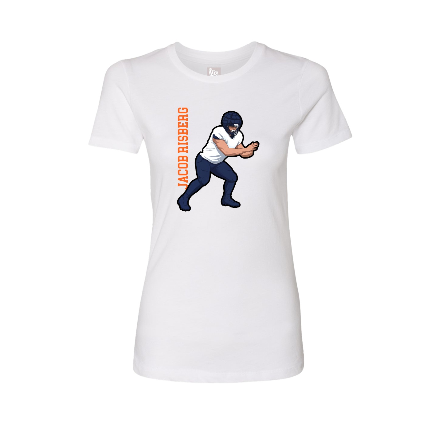Fitted Women's Tee — Name Vertical in White