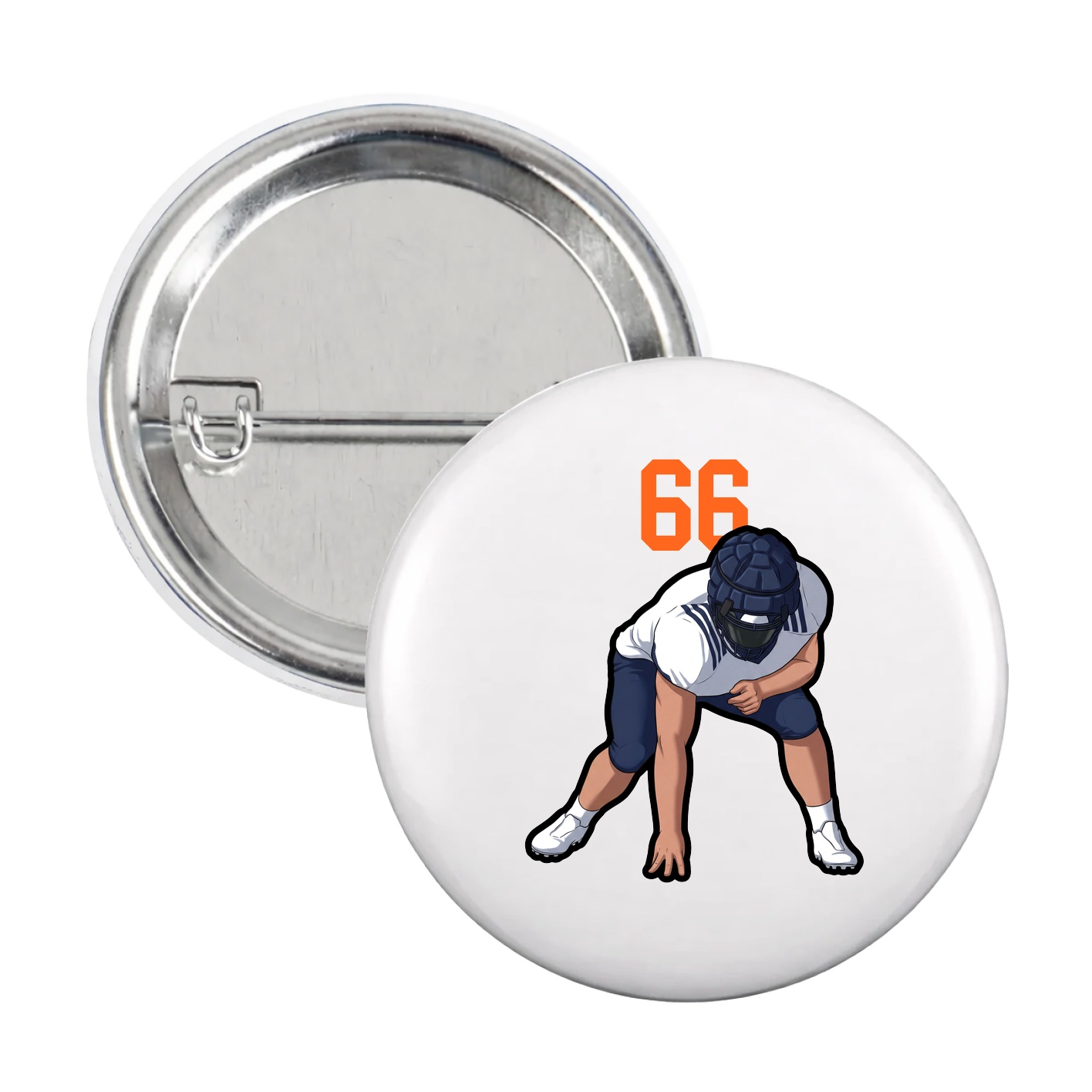 Game Day Button — Number Top in White