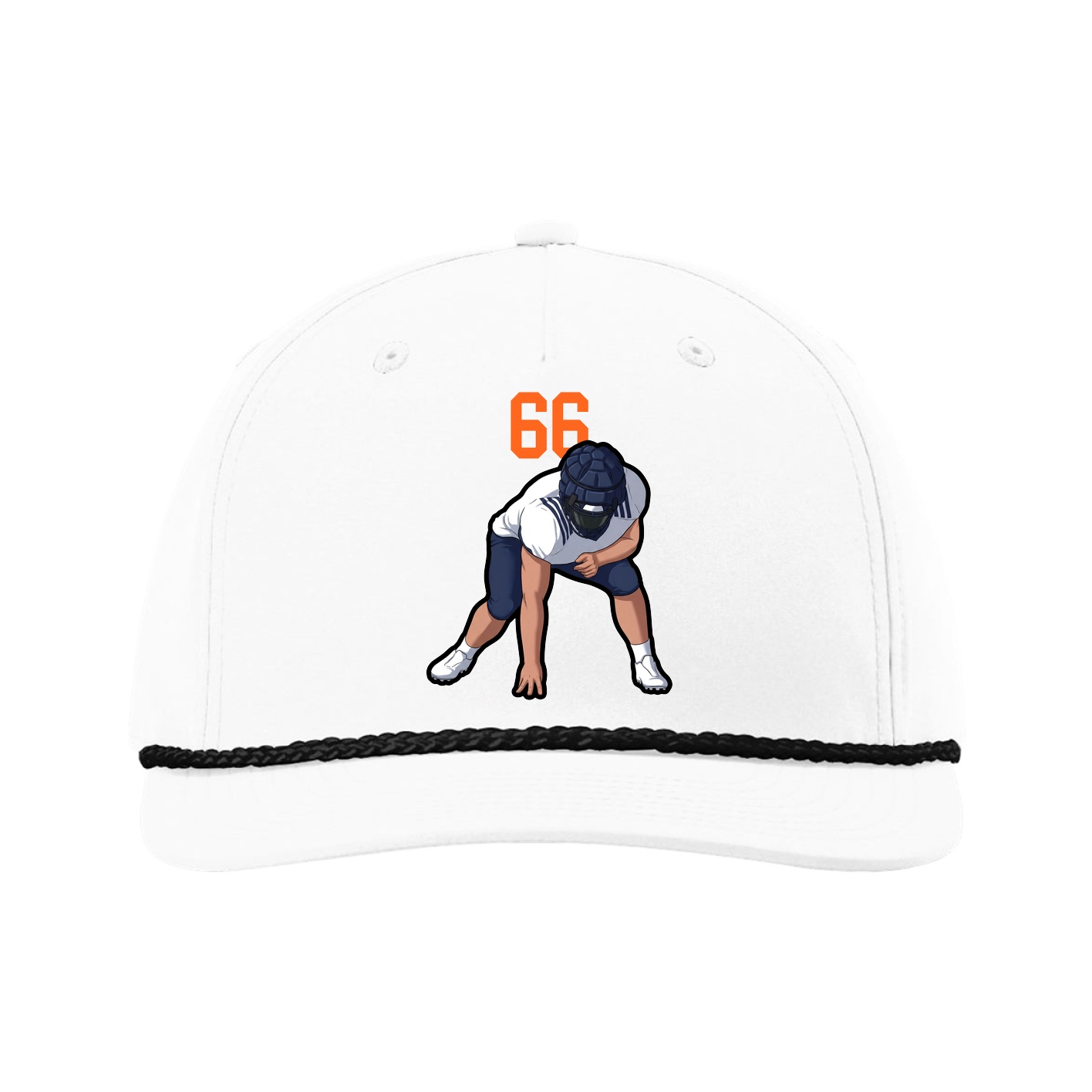 Five-Panel Classic Rope Cap — Number Top in White