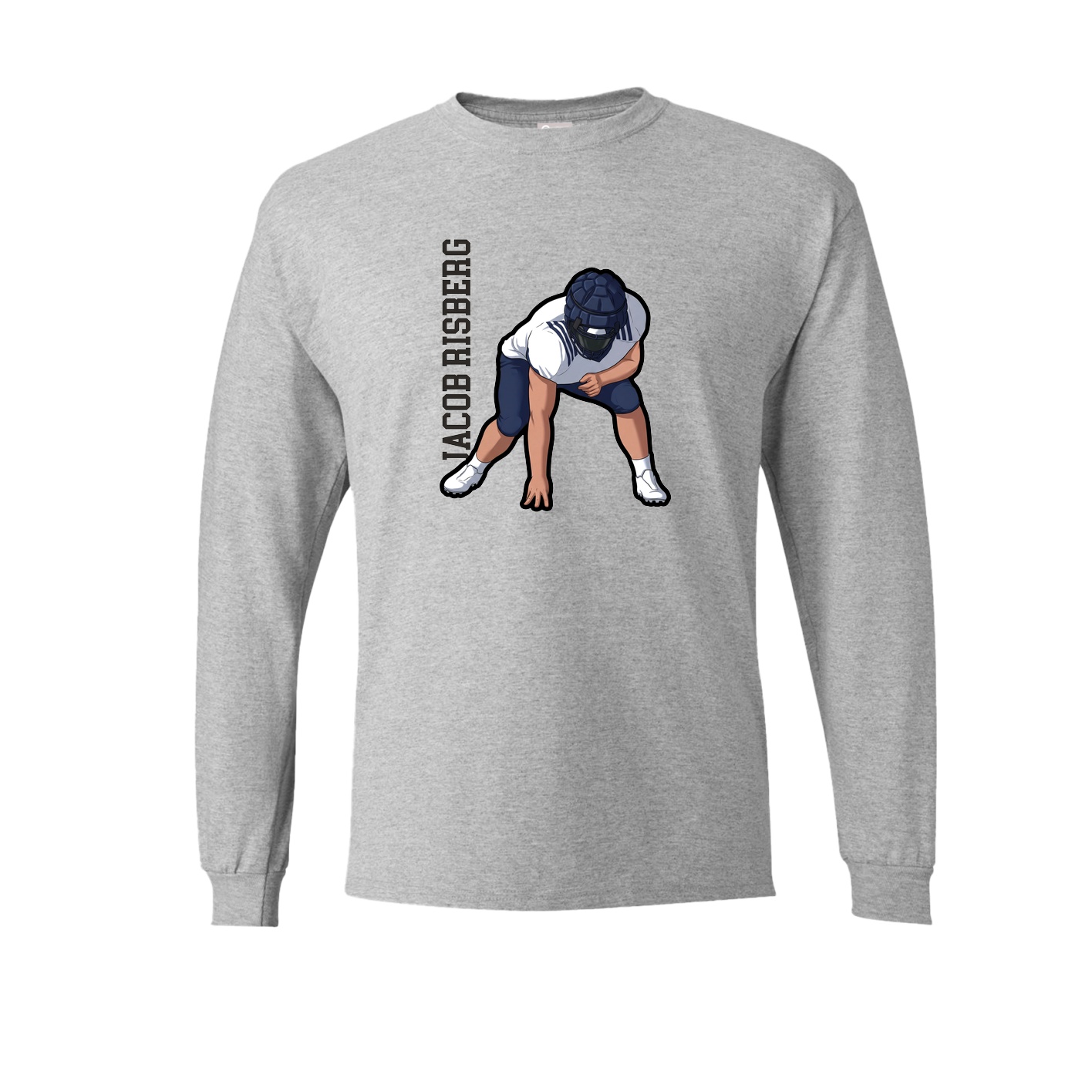 Long Sleeve Tee — Name Vertical in Grey