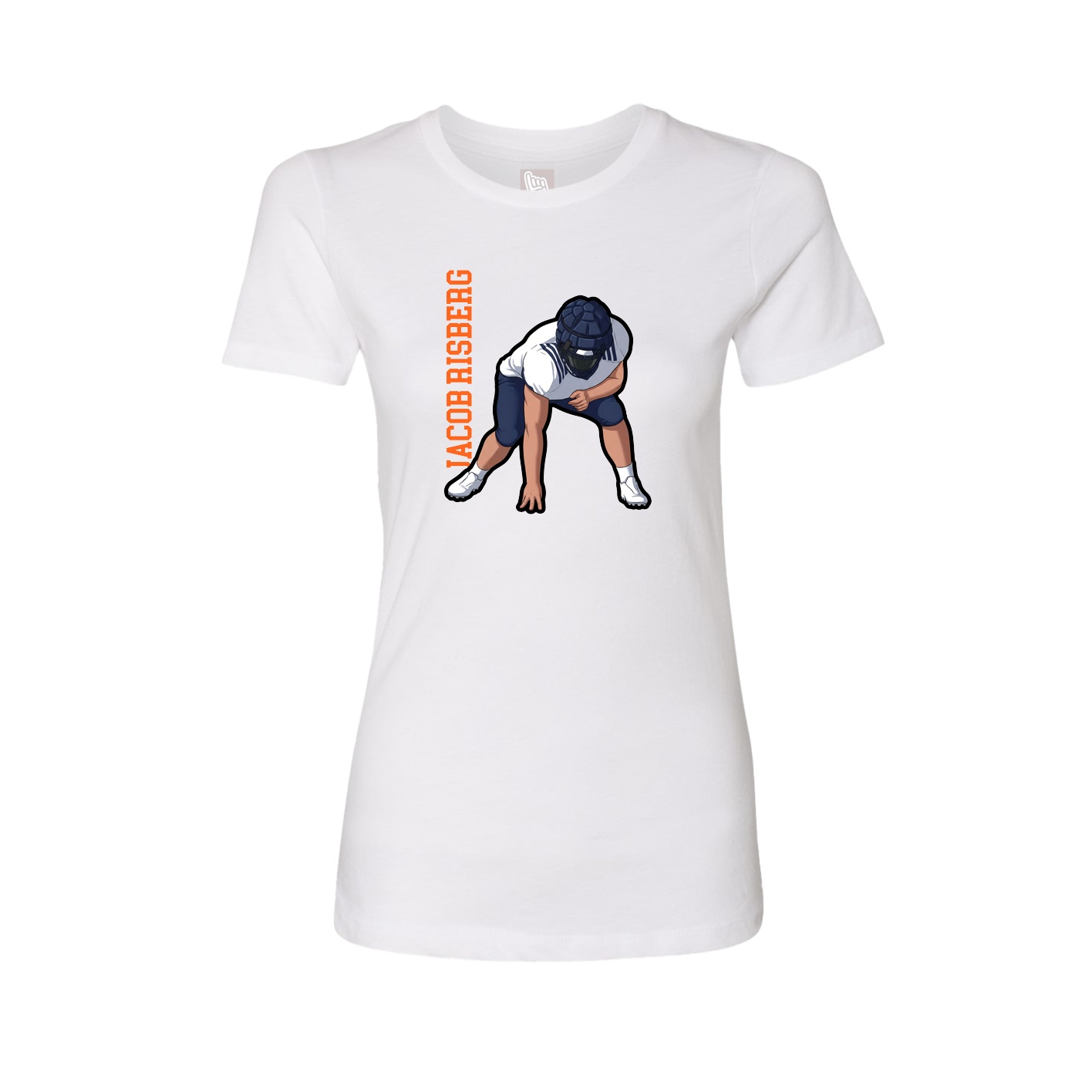 Fitted Women's Tee — Name Vertical in White