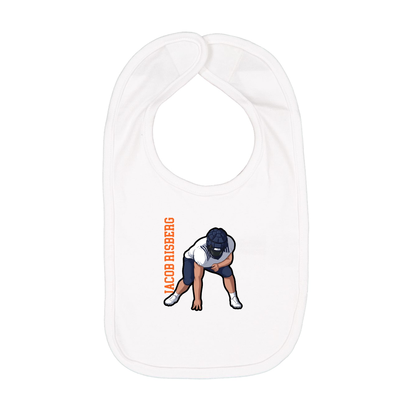 Infant Bib — Name Vertical in White