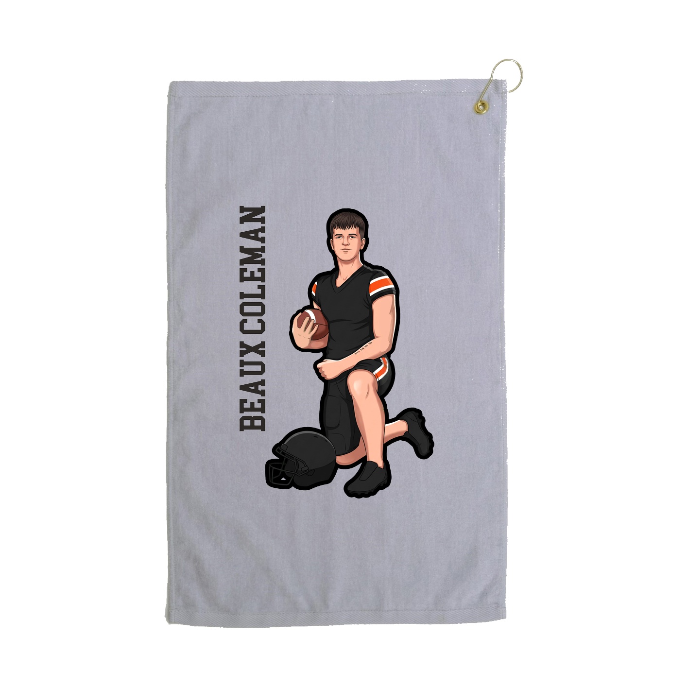 Golf Towel — Name Vertical in Grey