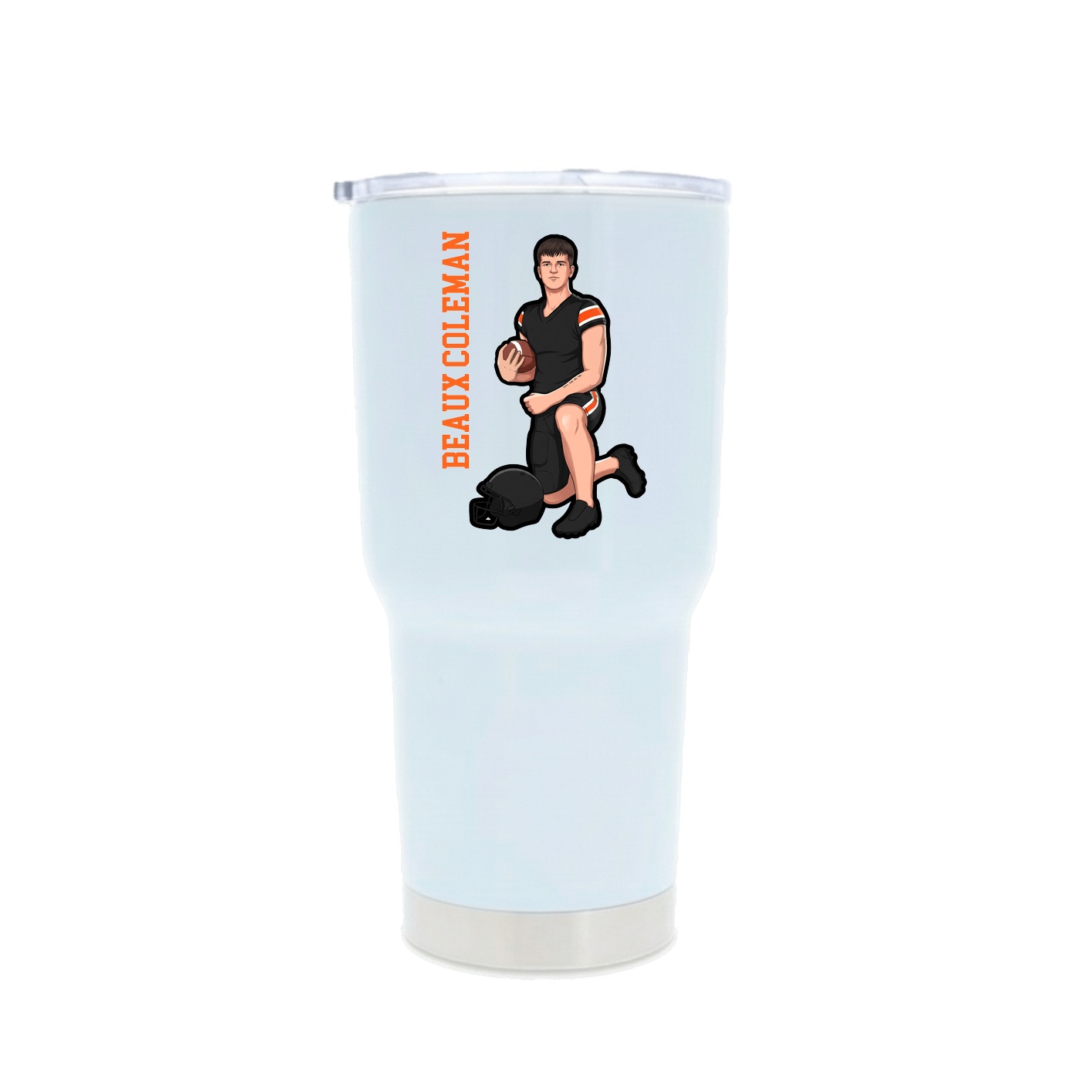 30oz Stainless Steel Tumbler — Name Vertical in White