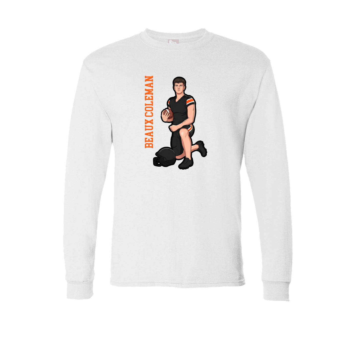 Long Sleeve Tee — Name Vertical in White