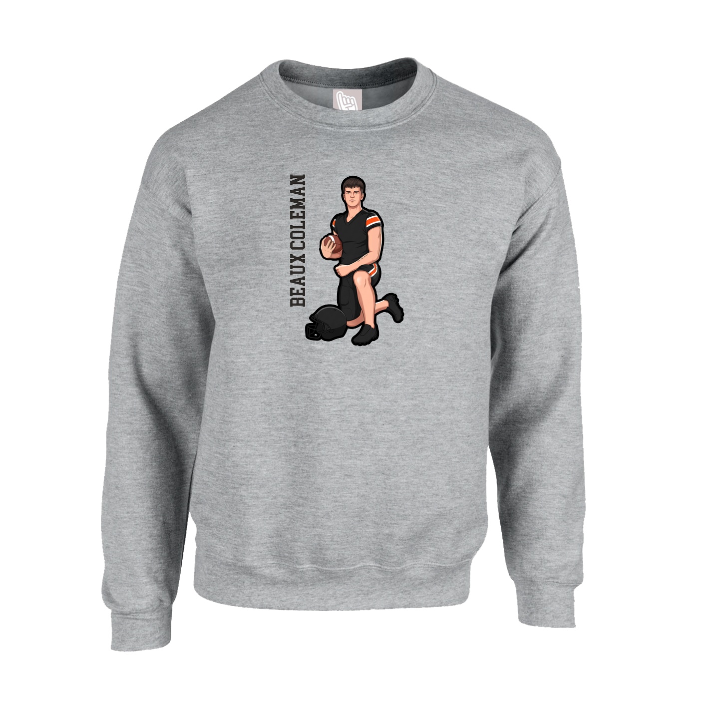 Fleece Crew — Name Vertical in Grey
