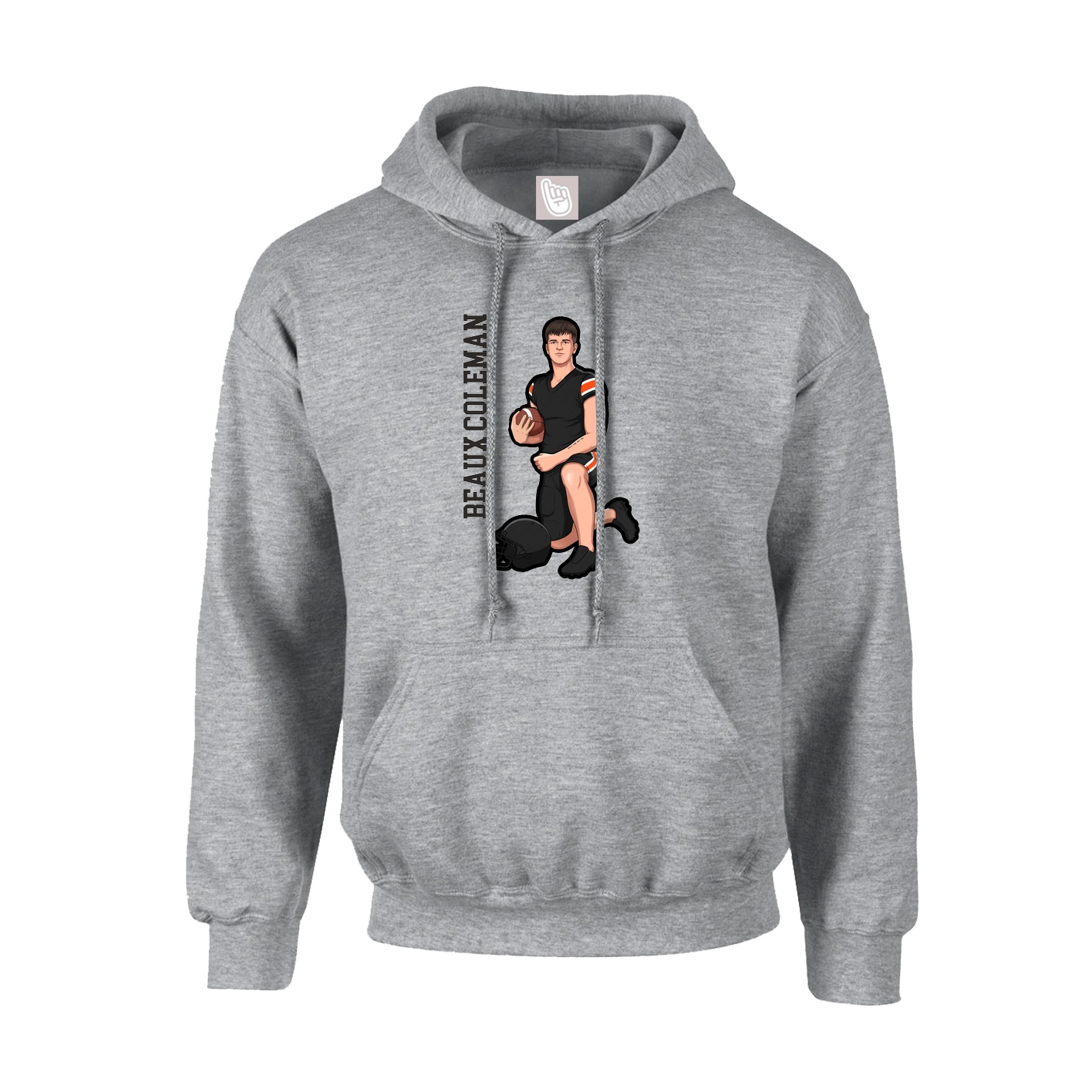 Youth Hoodie — Name Vertical in Grey