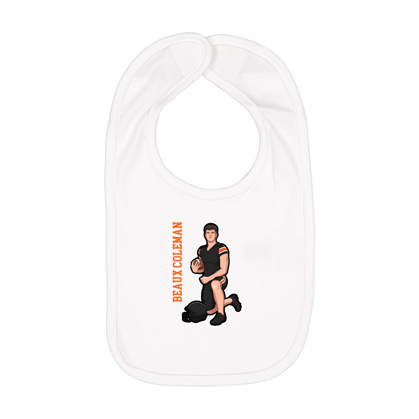 Infant Bib — Name Vertical in White