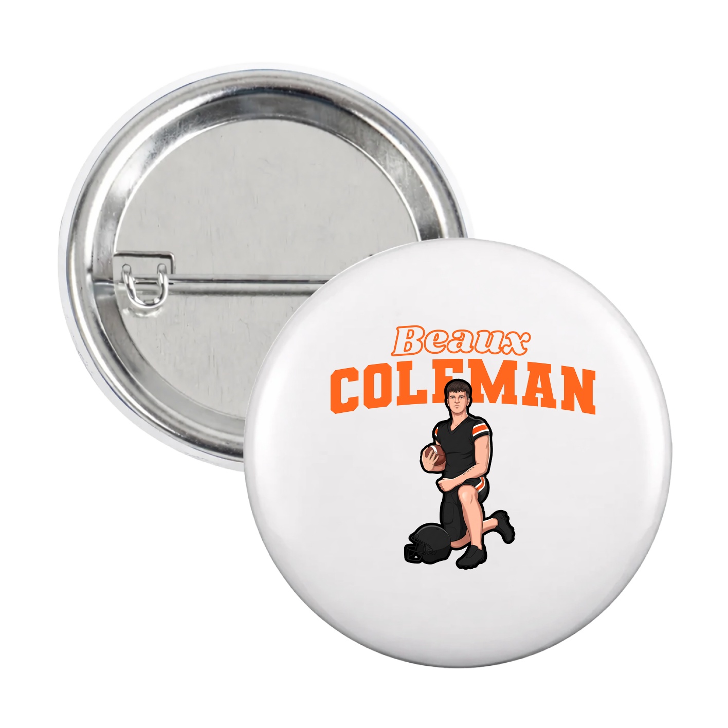 Game Day Button — Name Arch in White