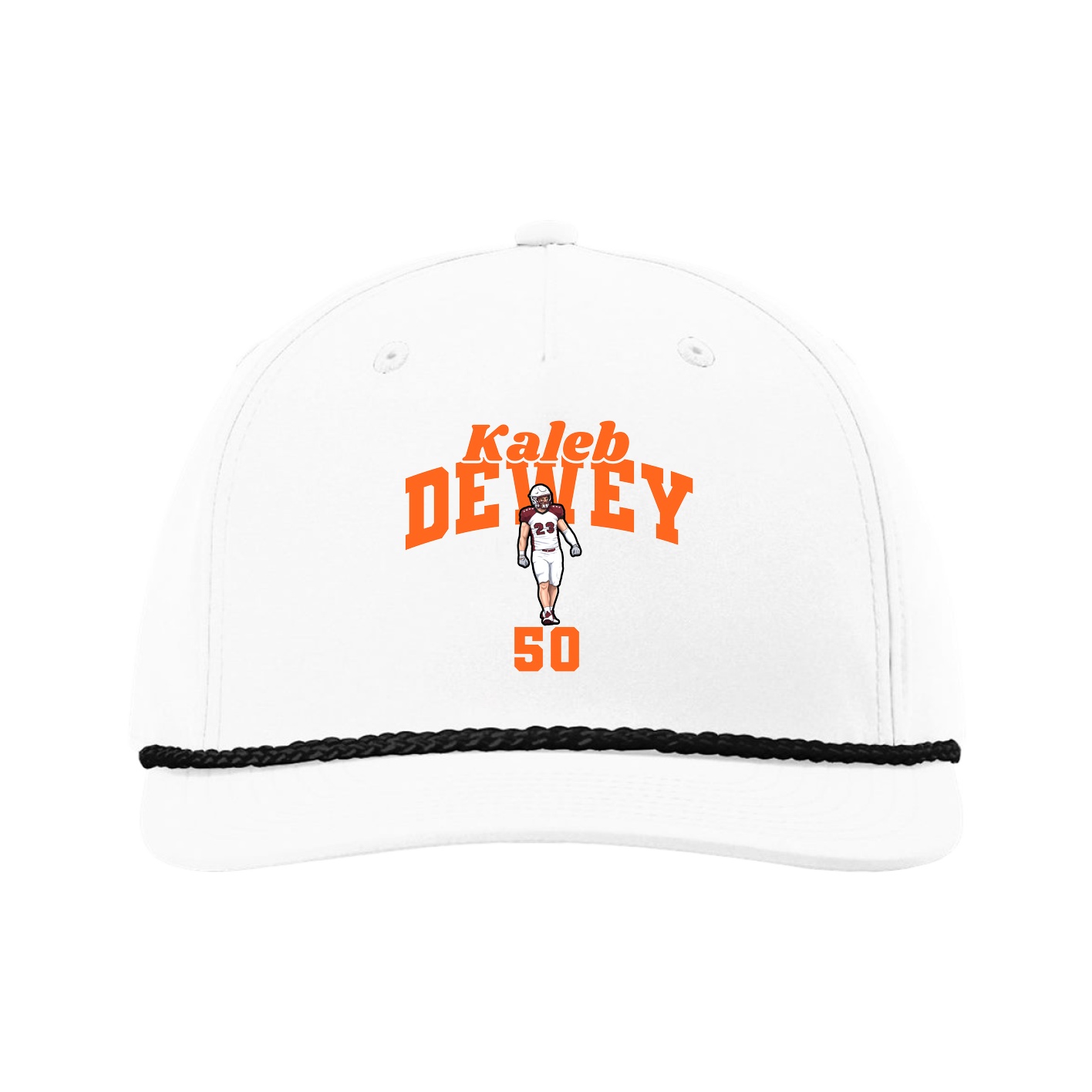 Five-Panel Classic Rope Cap — Signature Arch in White