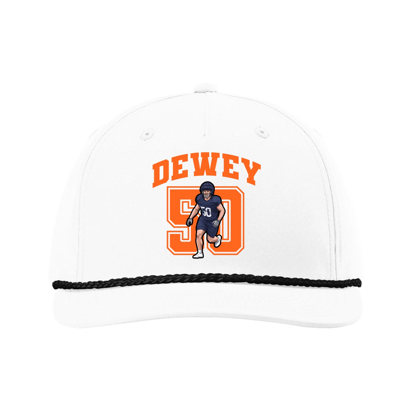 Five-Panel Classic Rope Cap — Number in White