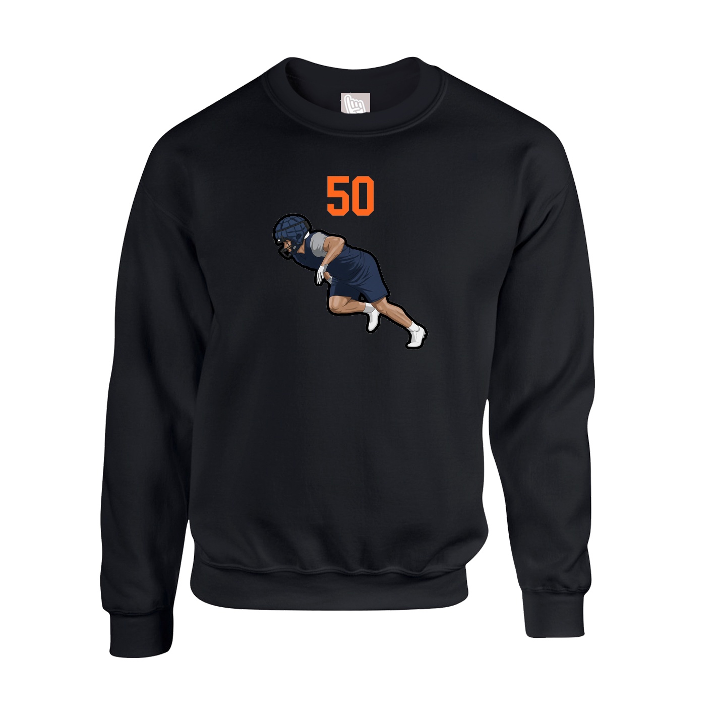 Fleece Crew — Number Top in Black