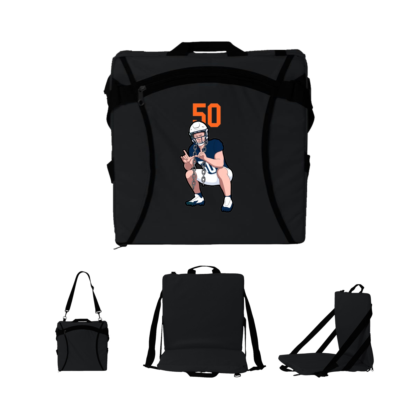 Folding Stadium Seat — Number Top in Black