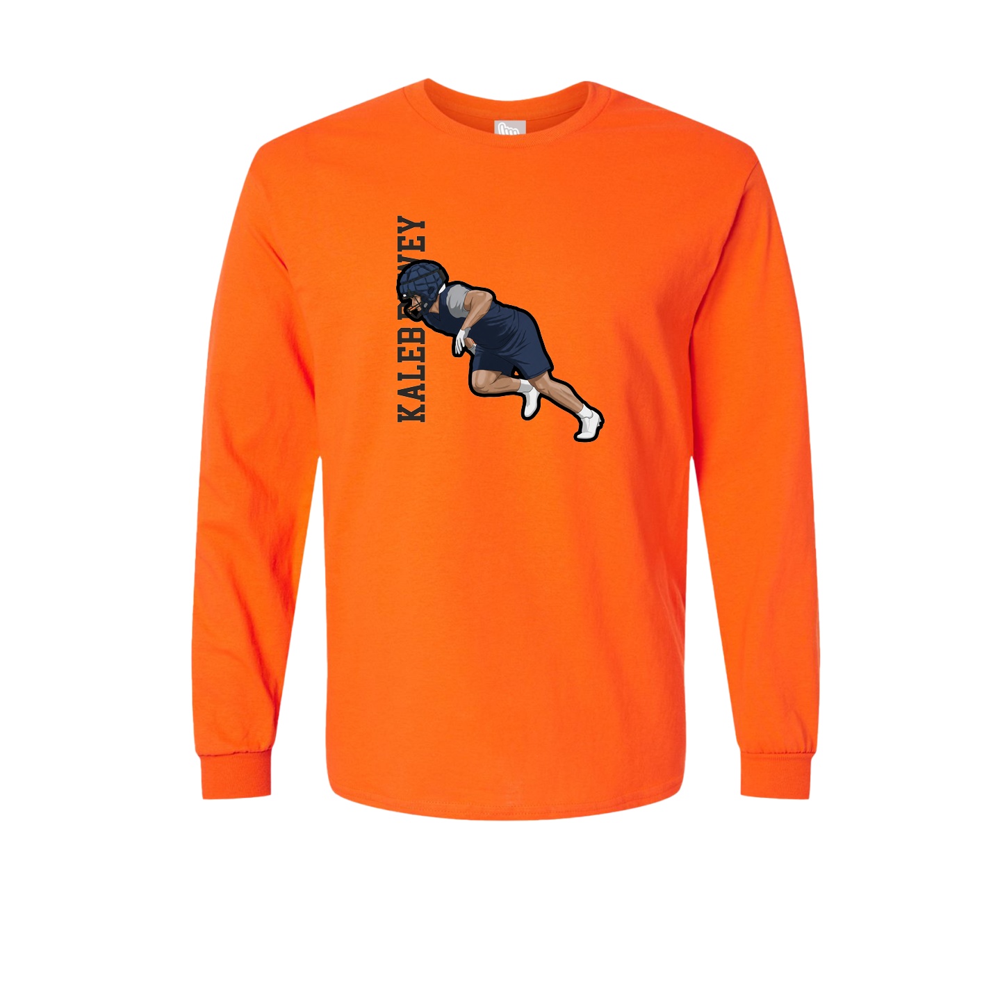 Long Sleeve Tee — Name Vertical in Orange