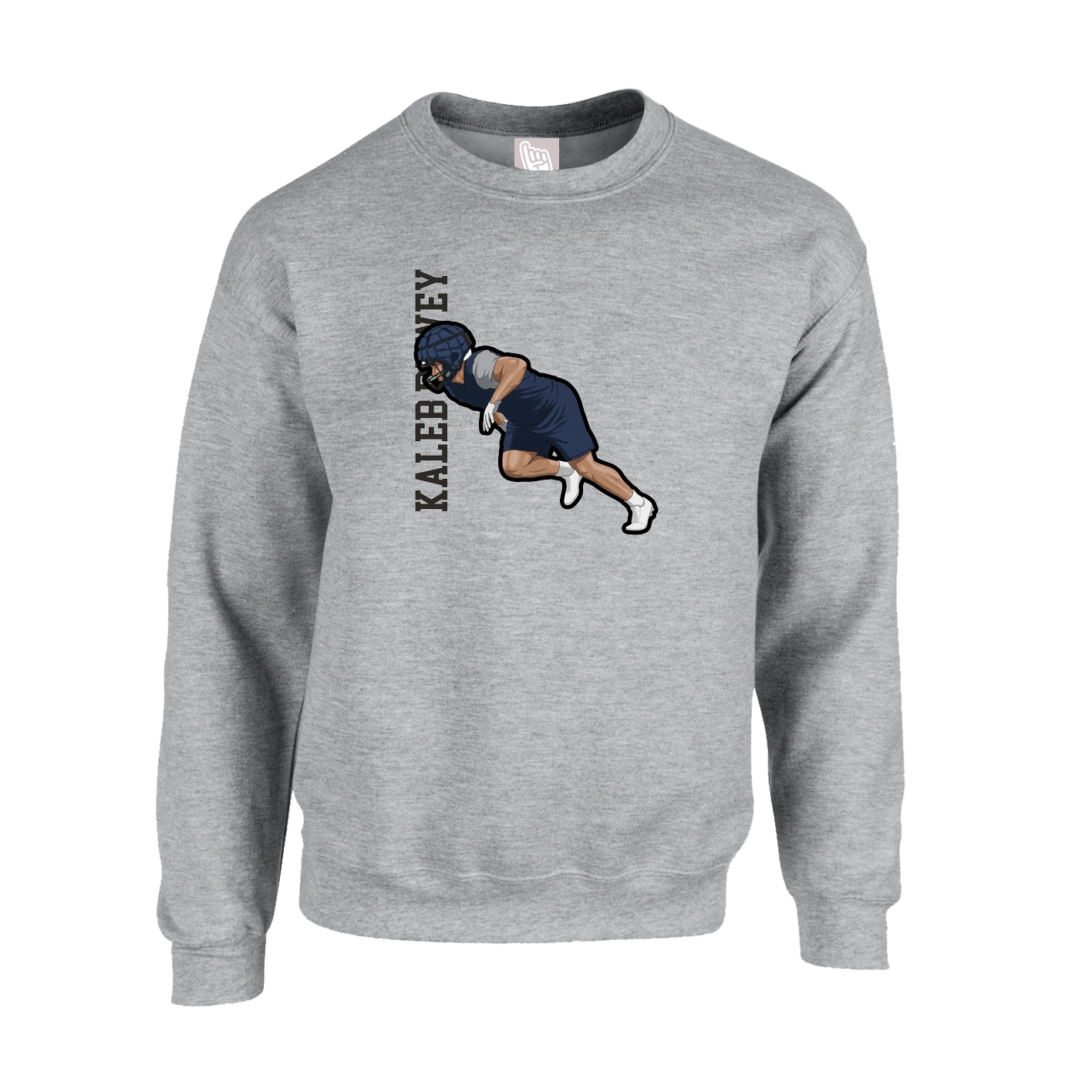 Fleece Crew — Name Vertical in Grey