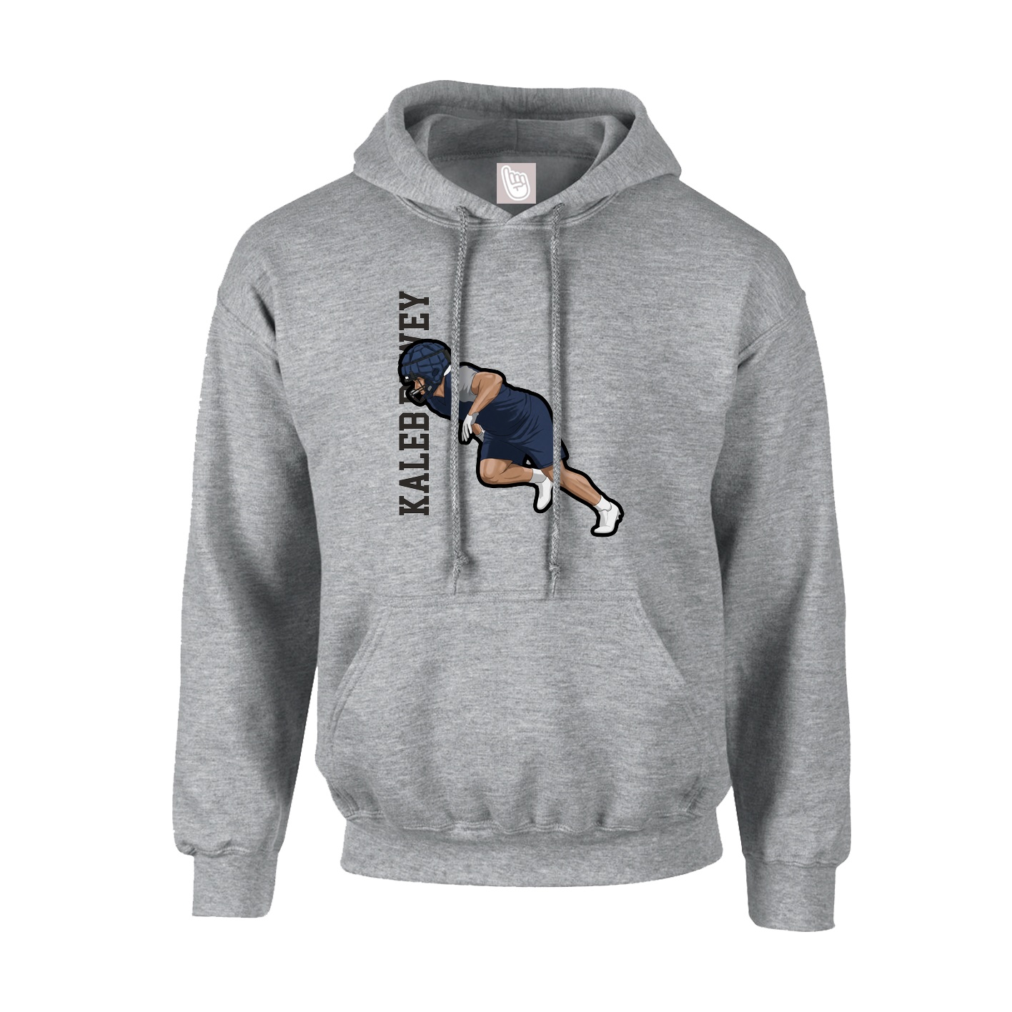 Youth Hoodie — Name Vertical in Grey