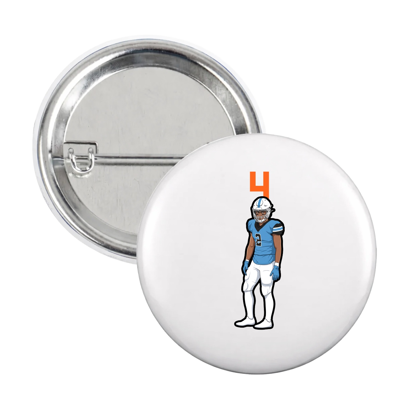 Game Day Button — Number Top in White