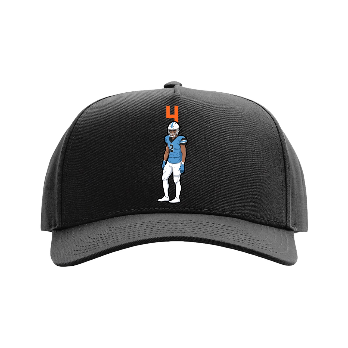 Full Fabric Five-Panel Champ Cap — Number Top in Black