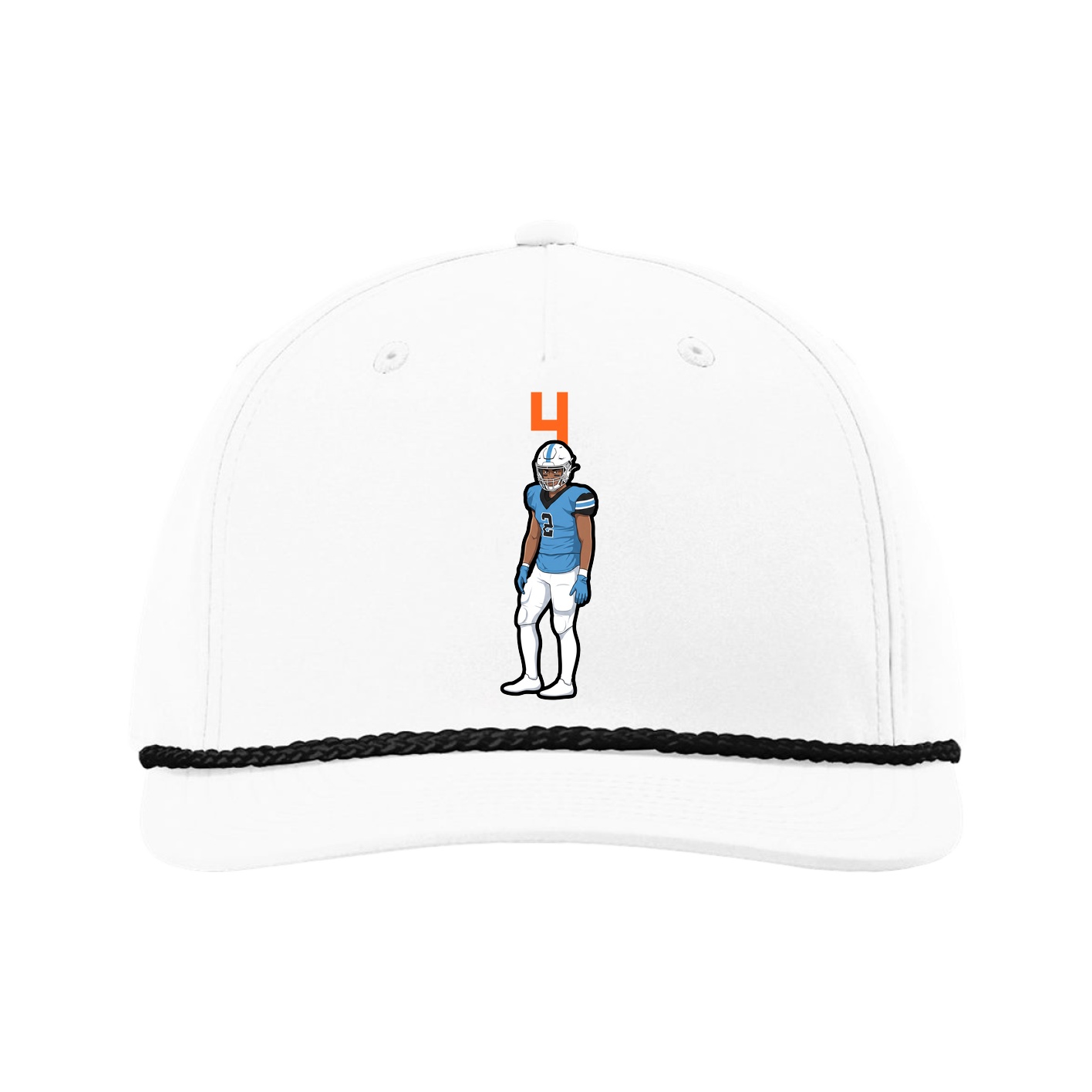 Five-Panel Classic Rope Cap — Number Top in White