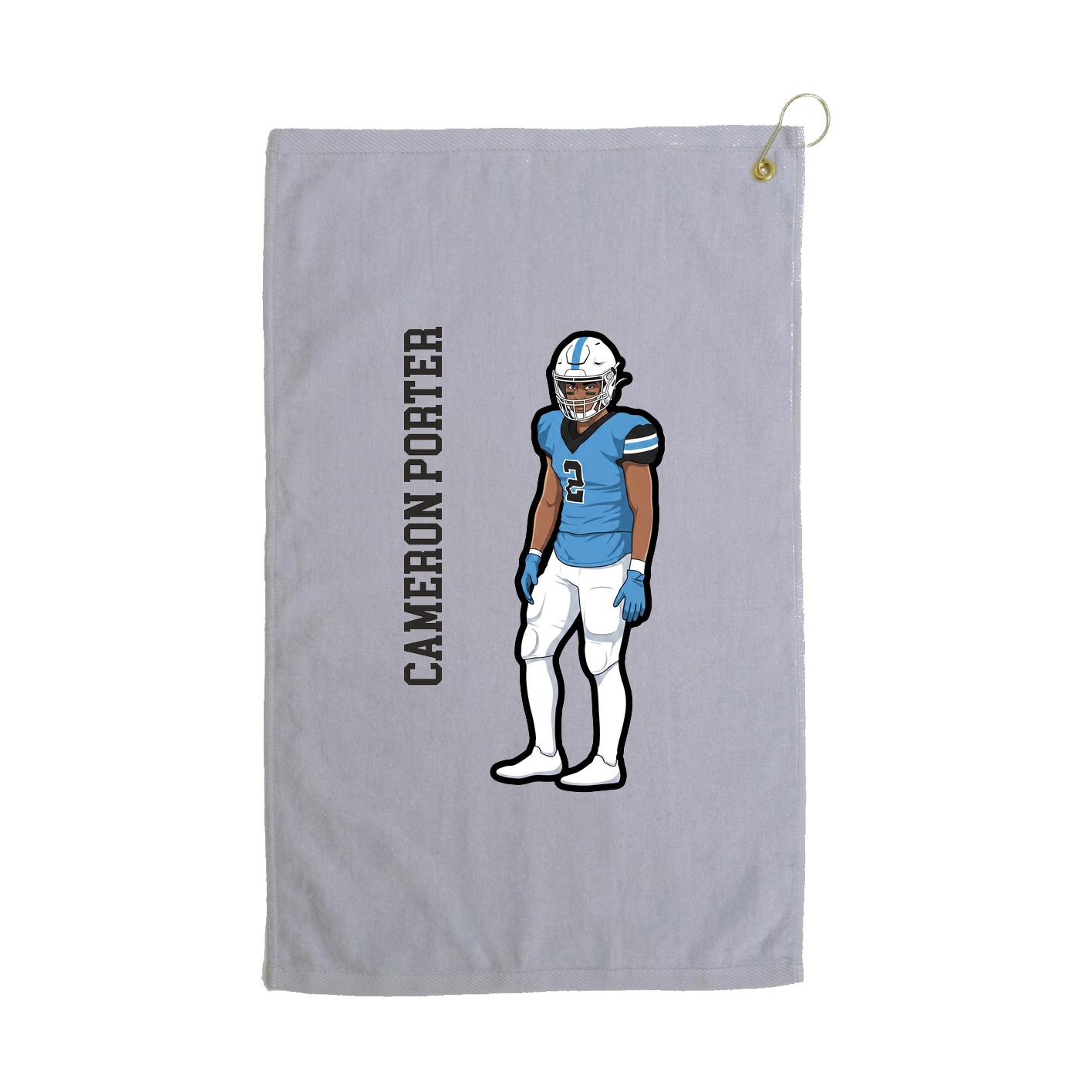 Golf Towel — Name Vertical in Grey
