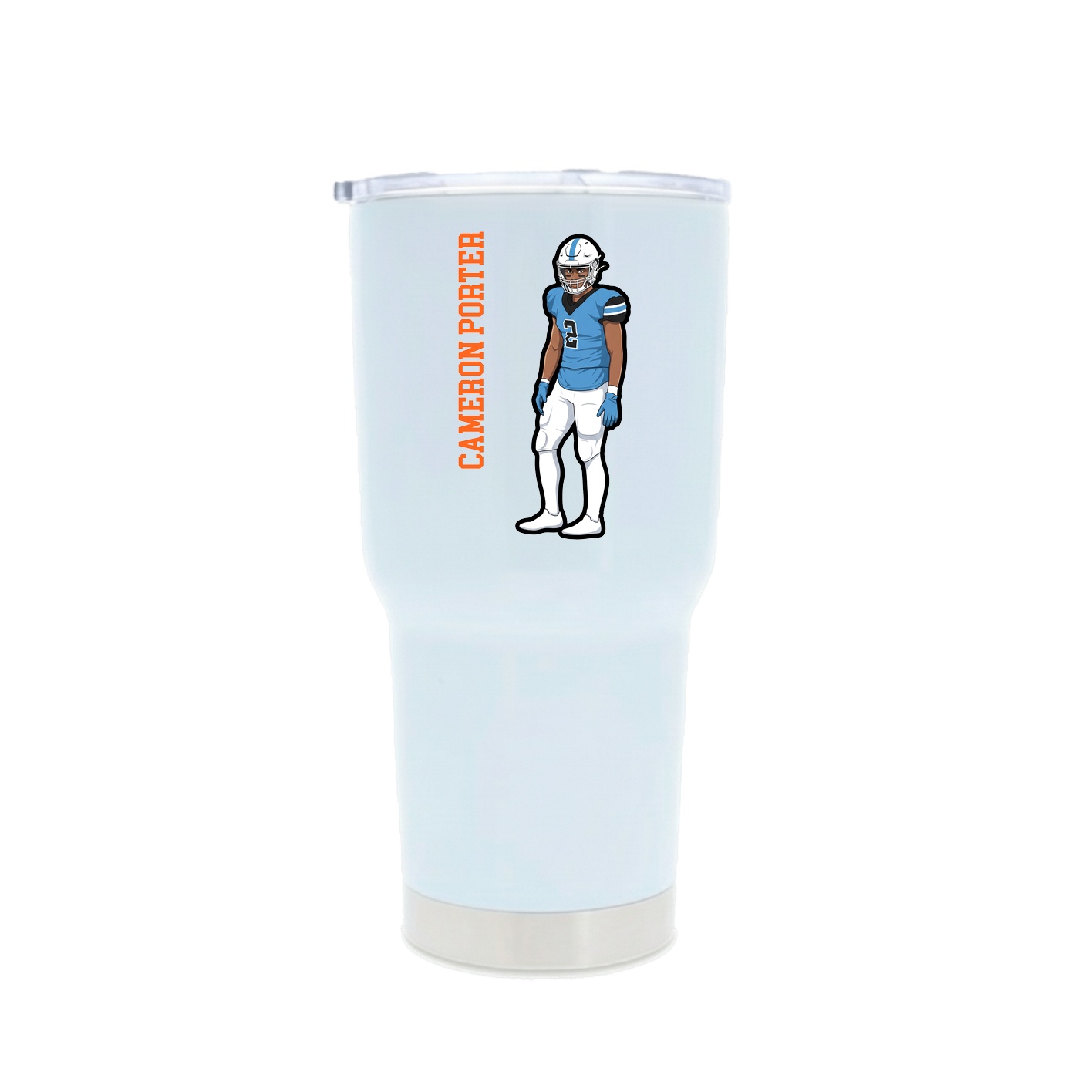 30oz Stainless Steel Tumbler — Name Vertical in White