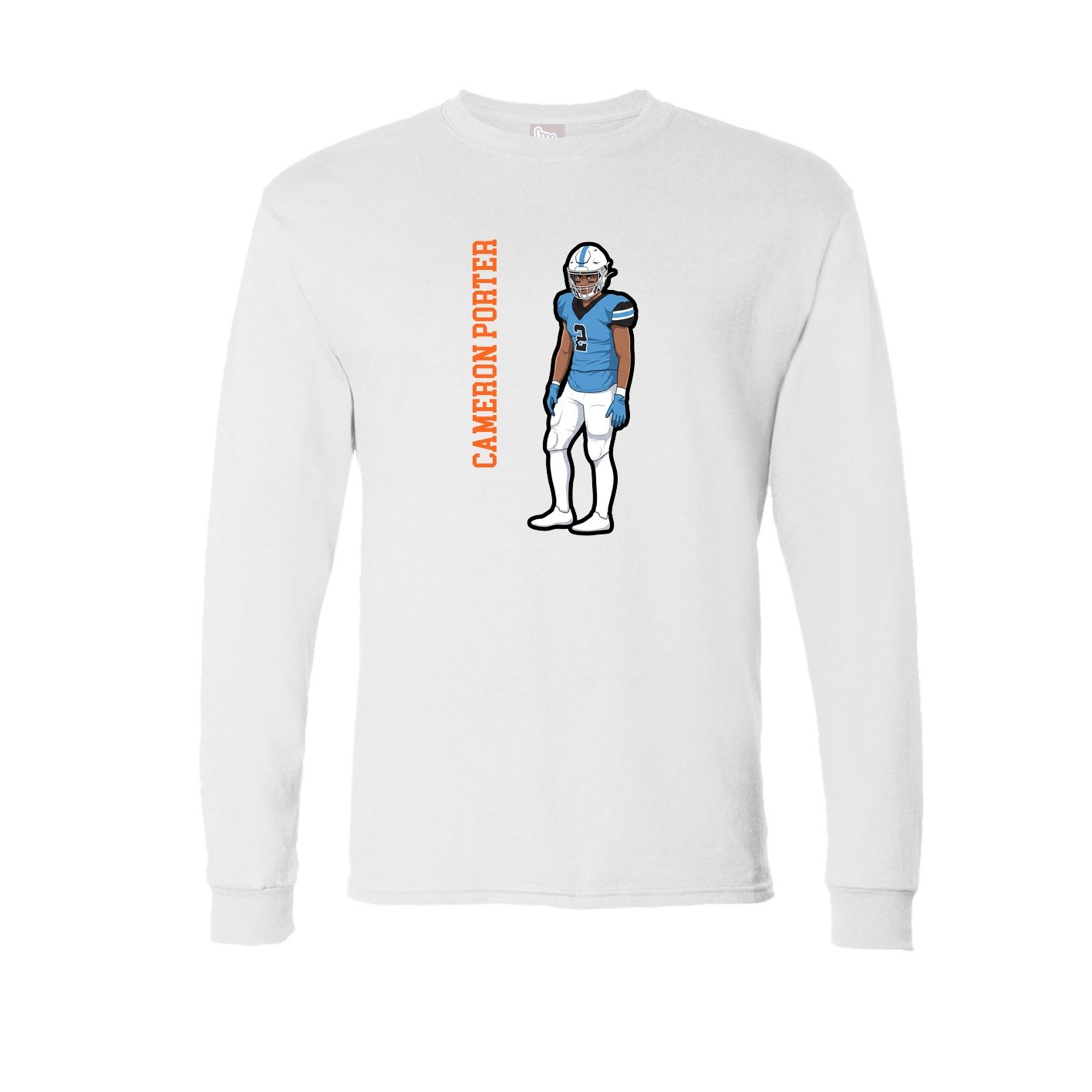 Long Sleeve Tee — Name Vertical in White