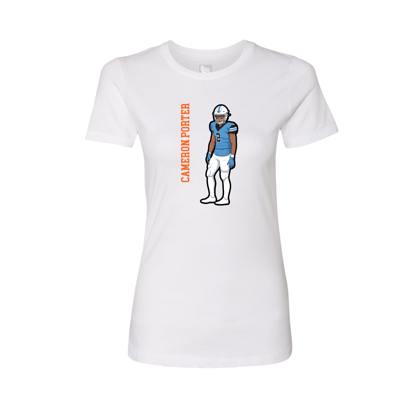 Fitted Women's Tee — Name Vertical in White