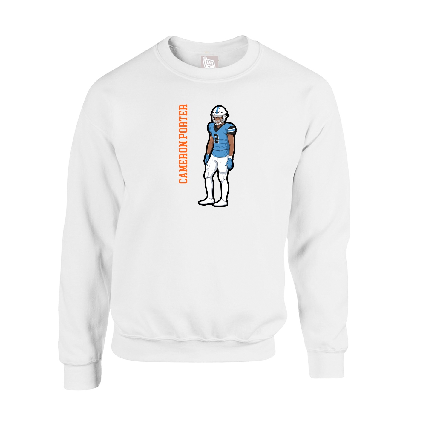 Fleece Crew — Name Vertical in White
