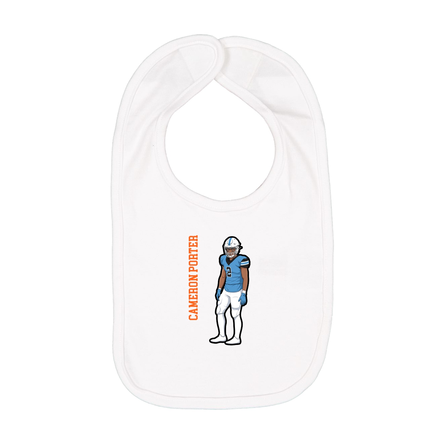 Infant Bib — Name Vertical in White