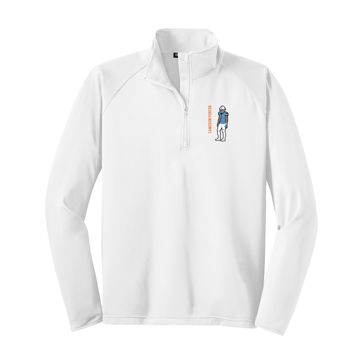 Q-Zip Pullover — Name Vertical in White