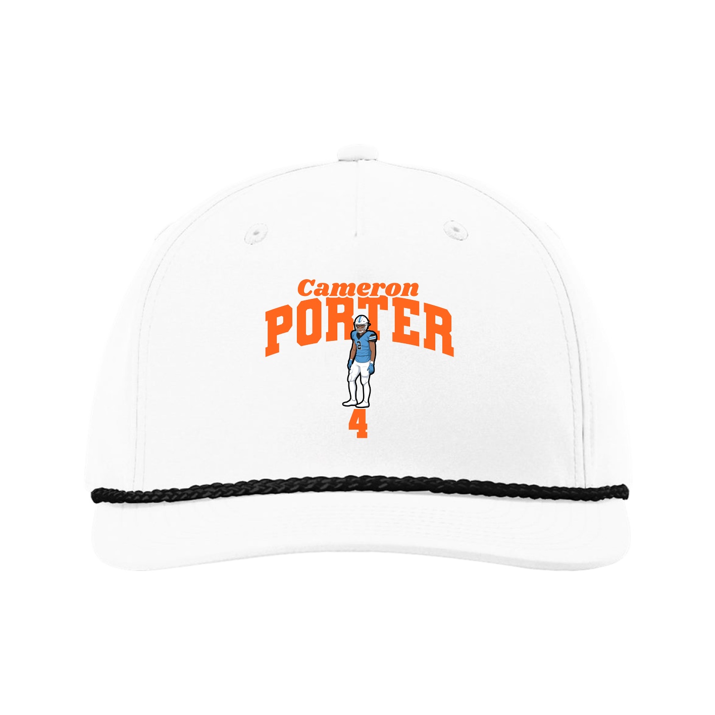 Five-Panel Classic Rope Cap — Signature Arch in White