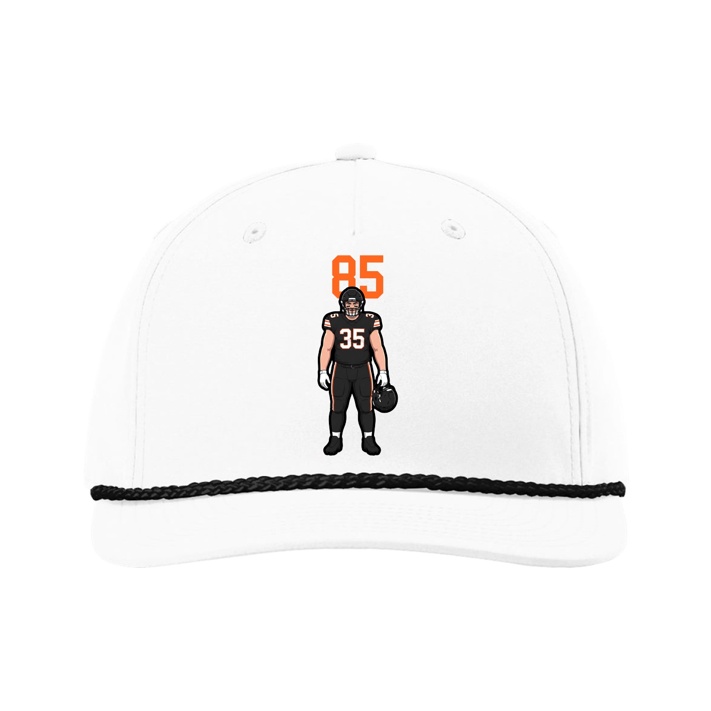 Five-Panel Classic Rope Cap — Number Top in White