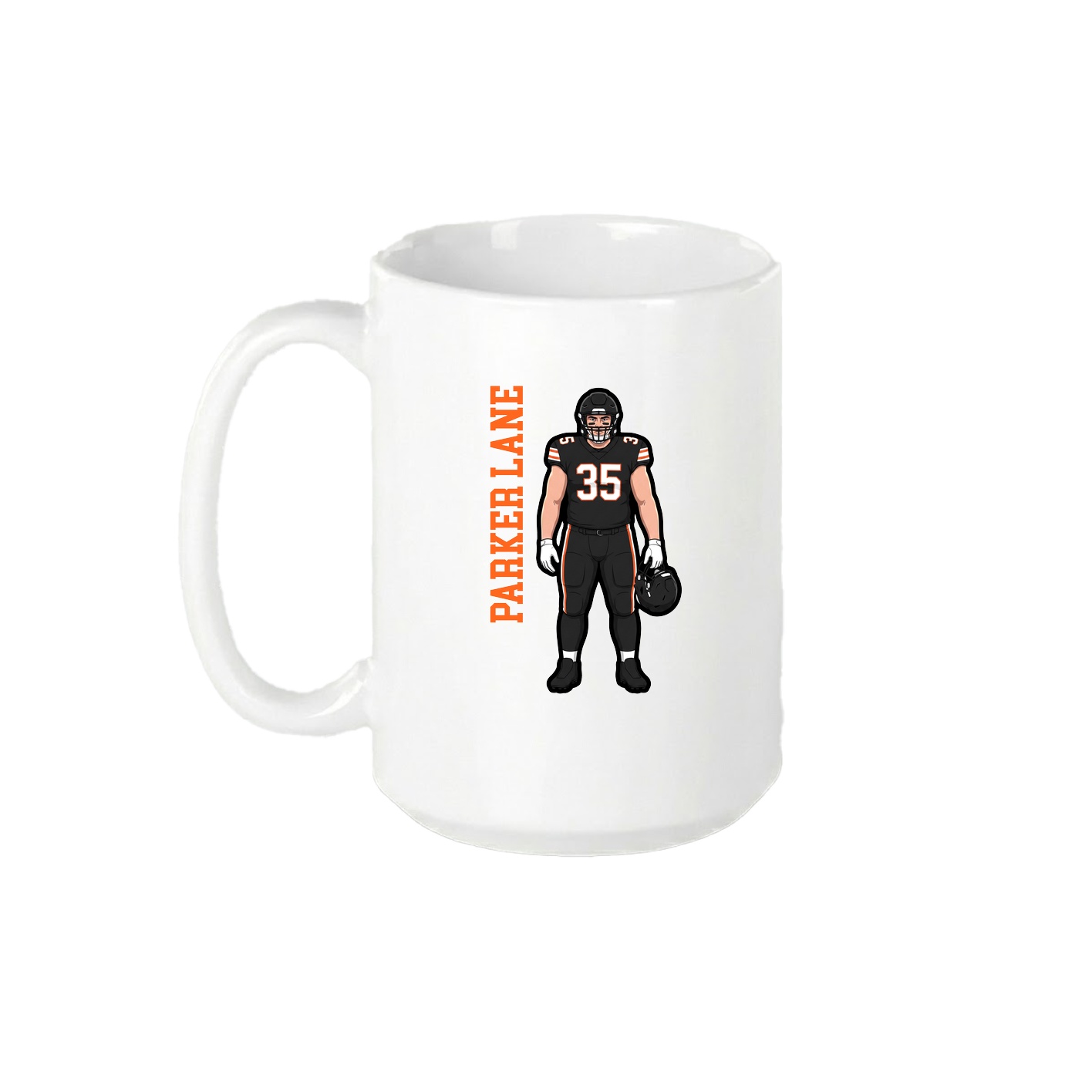 15oz Coffee Mug — Name Vertical in White
