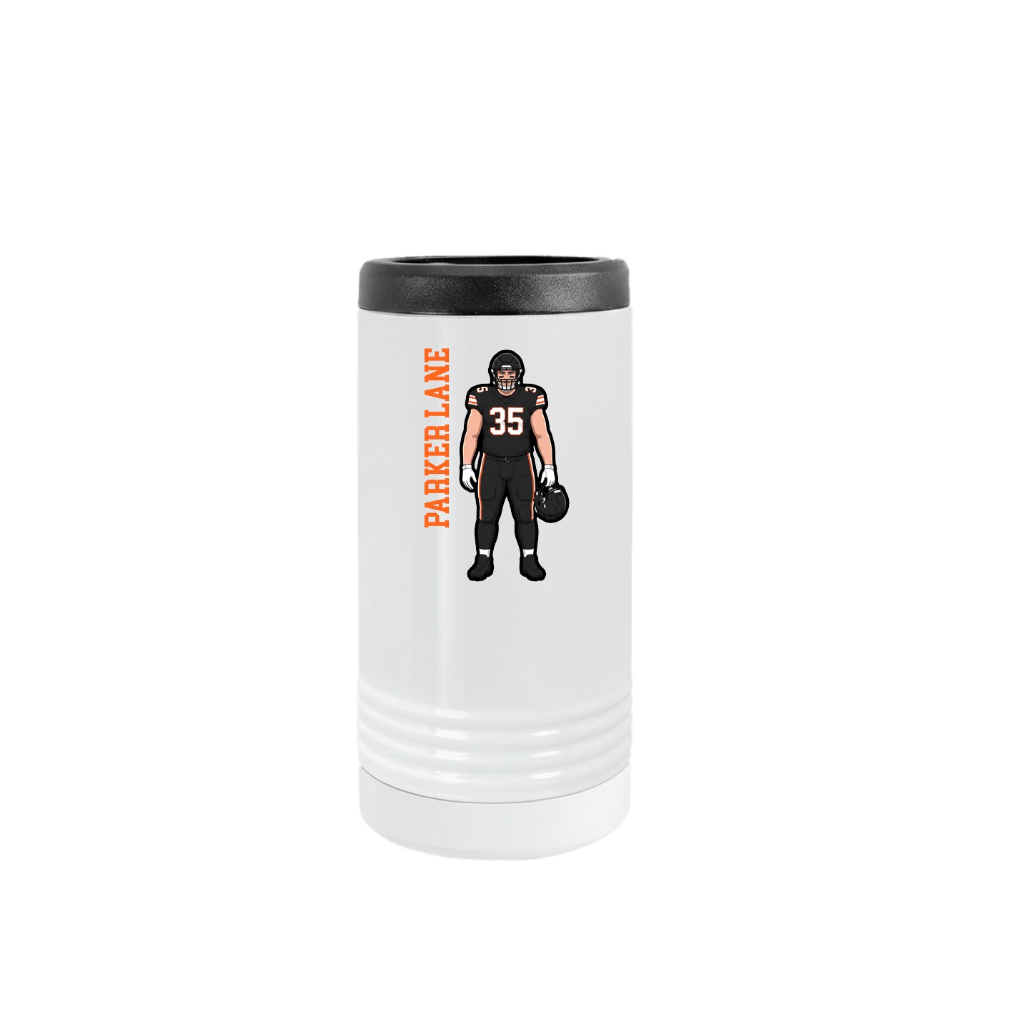 Slim Beverage Holder — Name Vertical in White